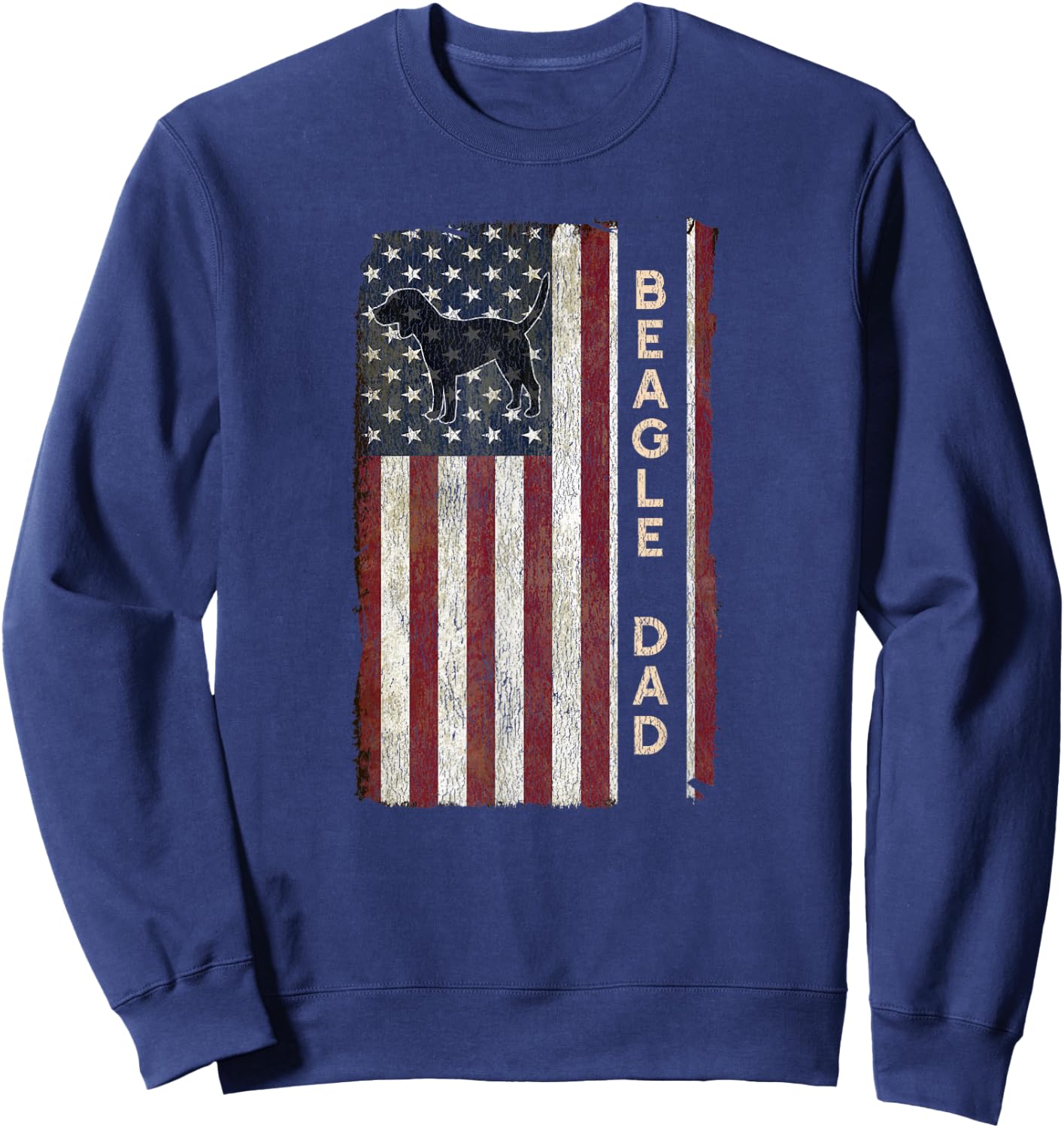 Beagle Dad Dog American Flag Fathers Day Gifts Men Sweatshirt - Sweatshirt | Navy