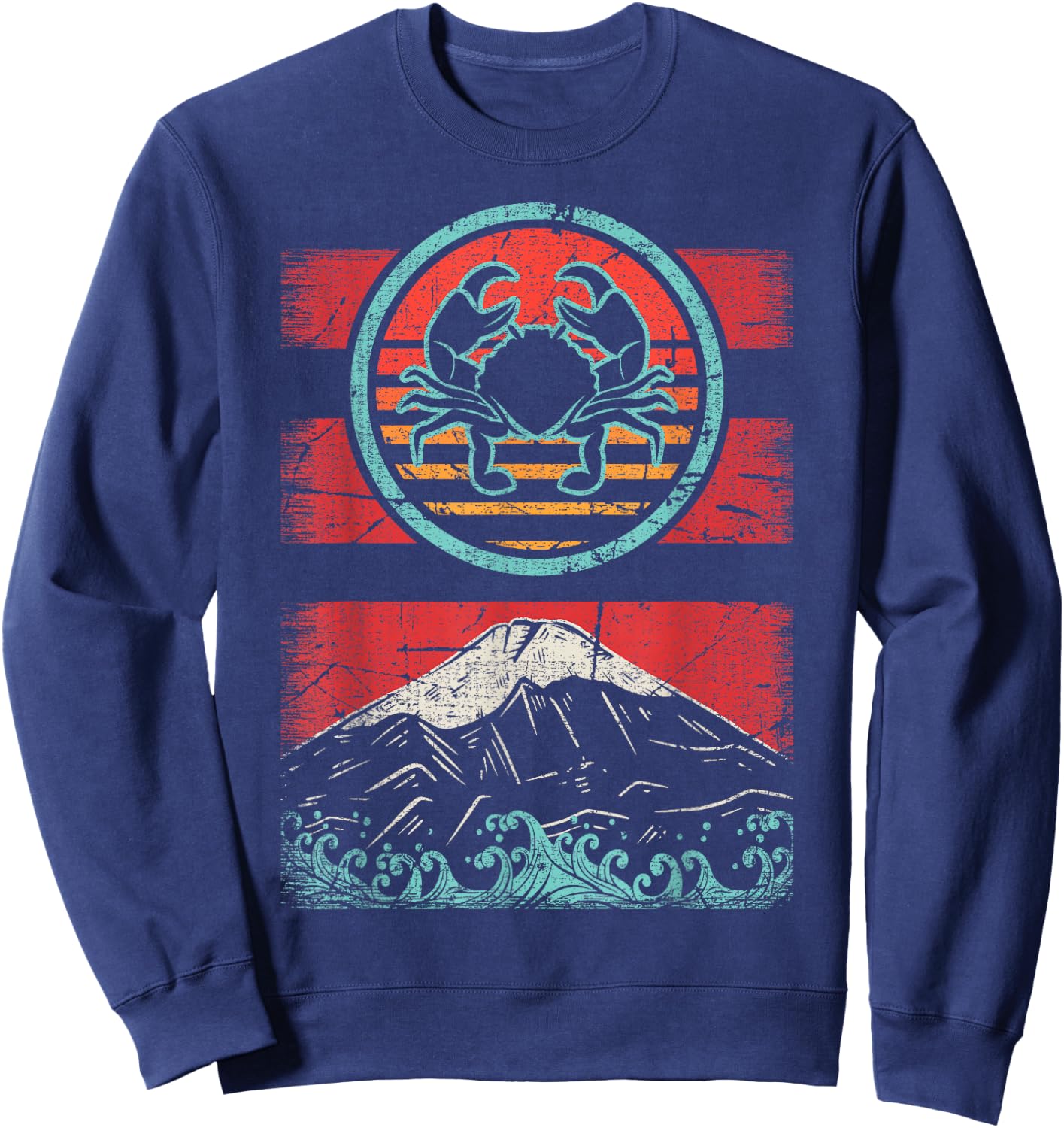Crab Lover Crabbing Seafood Retro Vintage 80s Style Sweatshirt - Sweatshirt | Navy