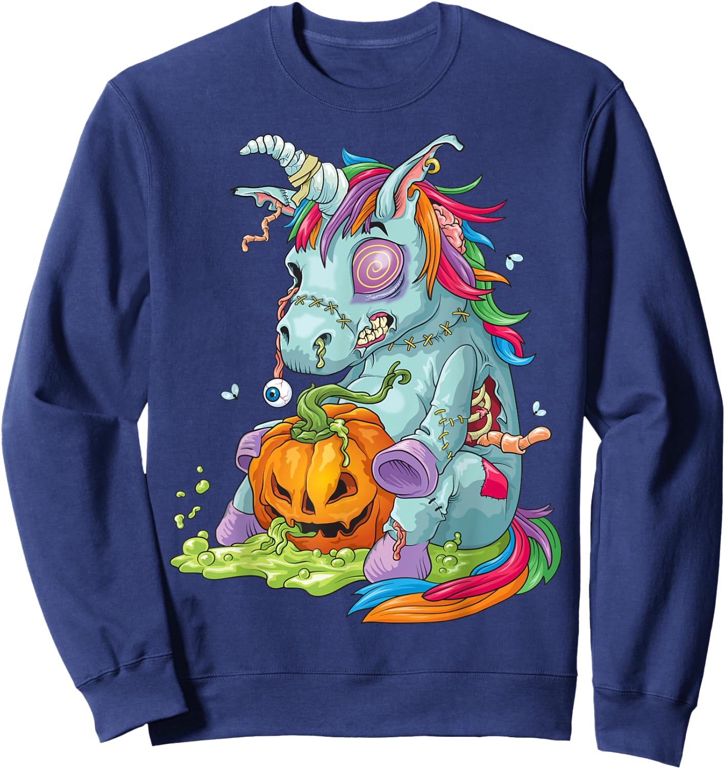 Zombie Unicorn Shirt - Undead Zombiecorn Halloween Costume Sweatshirt - Sweatshirt | Navy