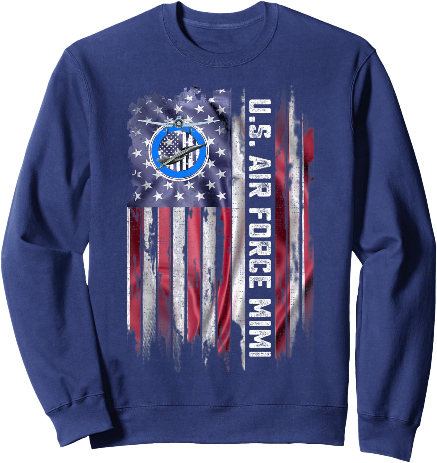 Vintage USA American Flag Proud Air Force Veteran Mimi Funny Women Men Sweatshirt - Sweatshirt | Navy