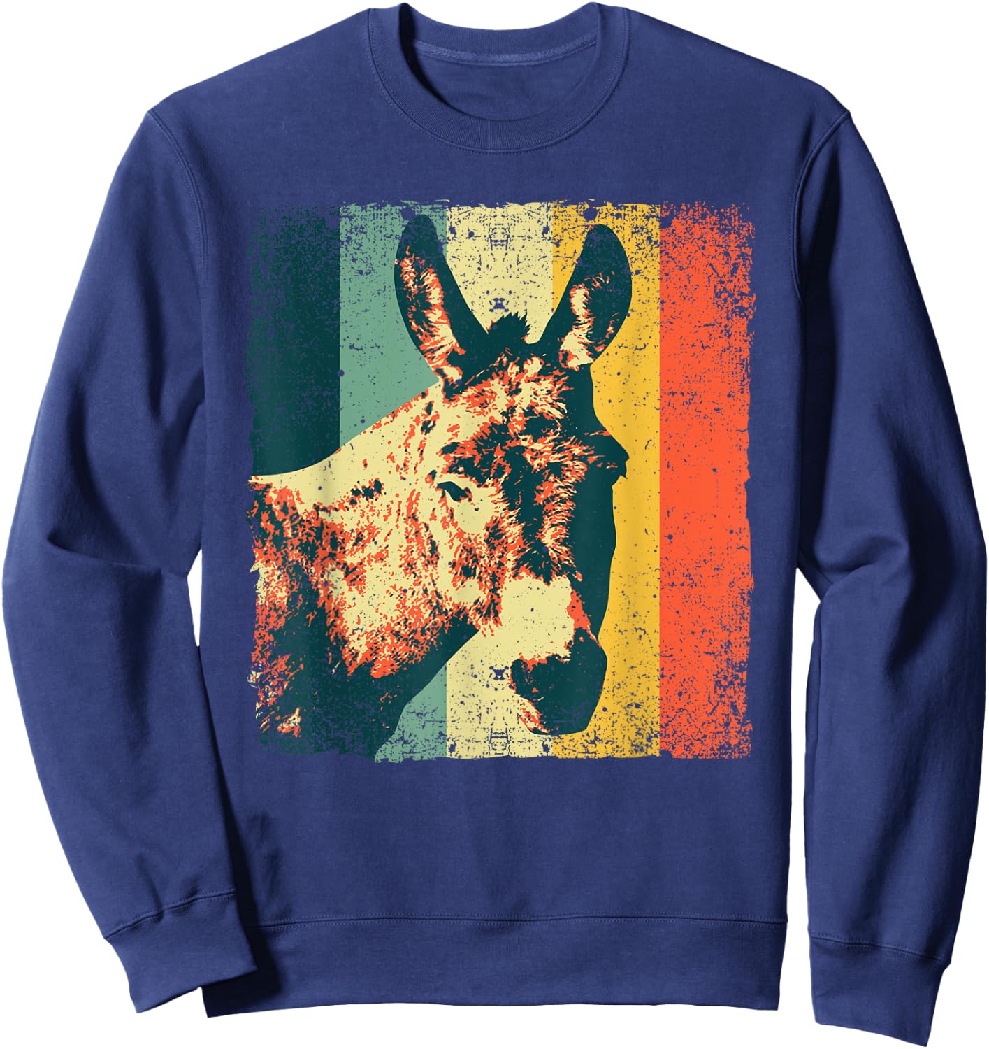 Funny Vintage Donkey Design Women Safari Mule Equine Sweatshirt - Sweatshirt | Navy