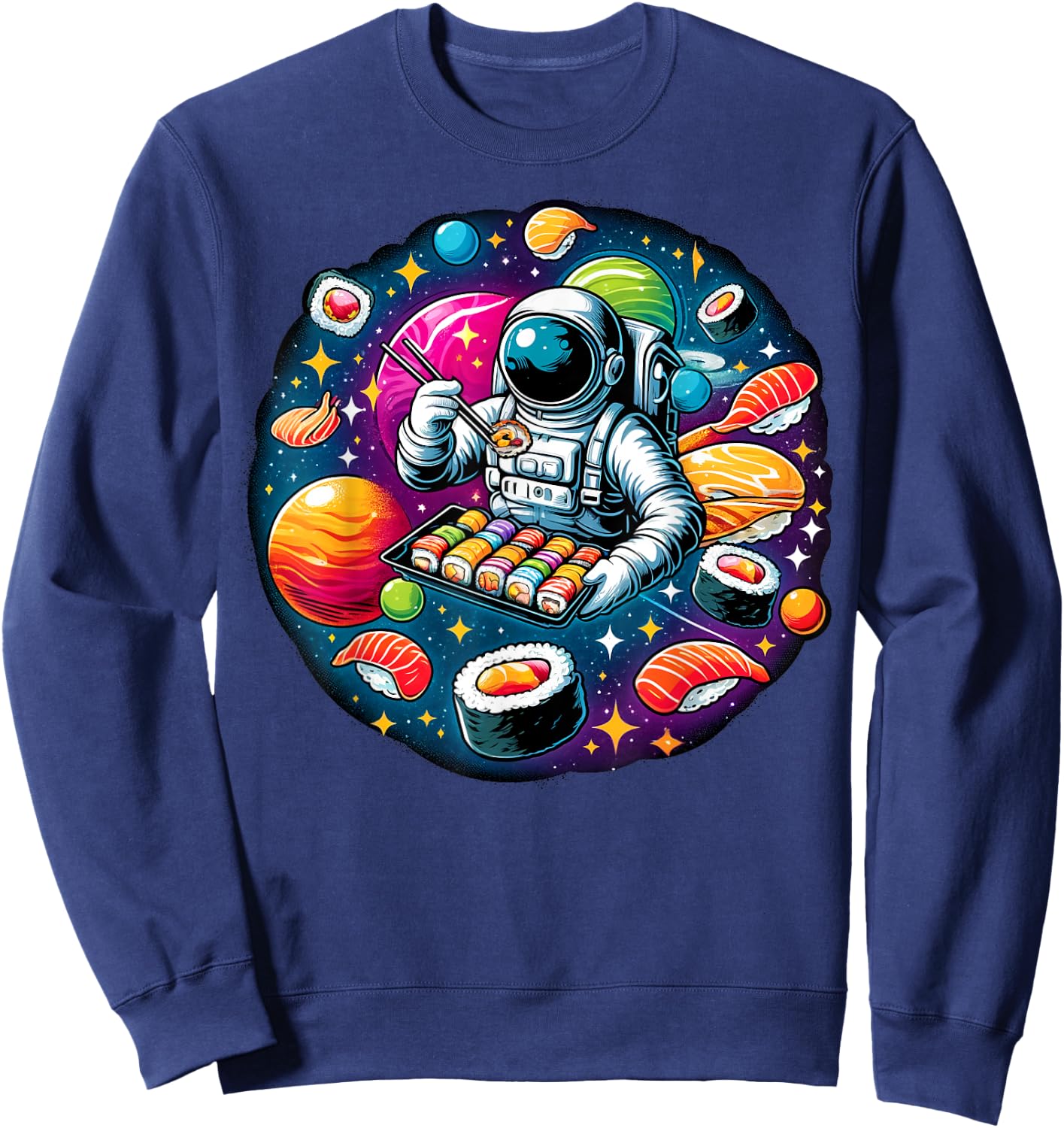 Space Men Women Kids Astronaut on Funny Sushi Sweatshirt - Sweatshirt | Navy