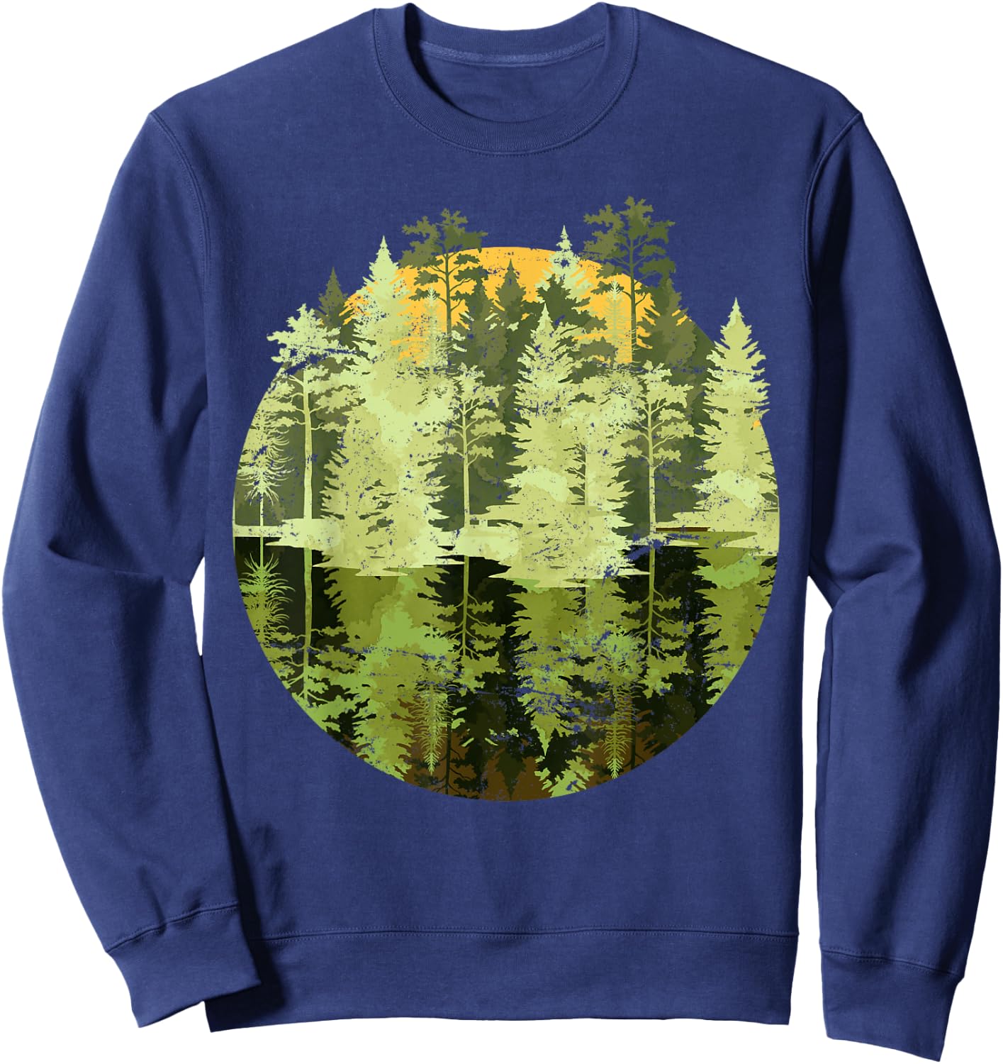 Nature Trees Reflection Outdoor Wildlife Forest Sweatshirt - Sweatshirt | Navy
