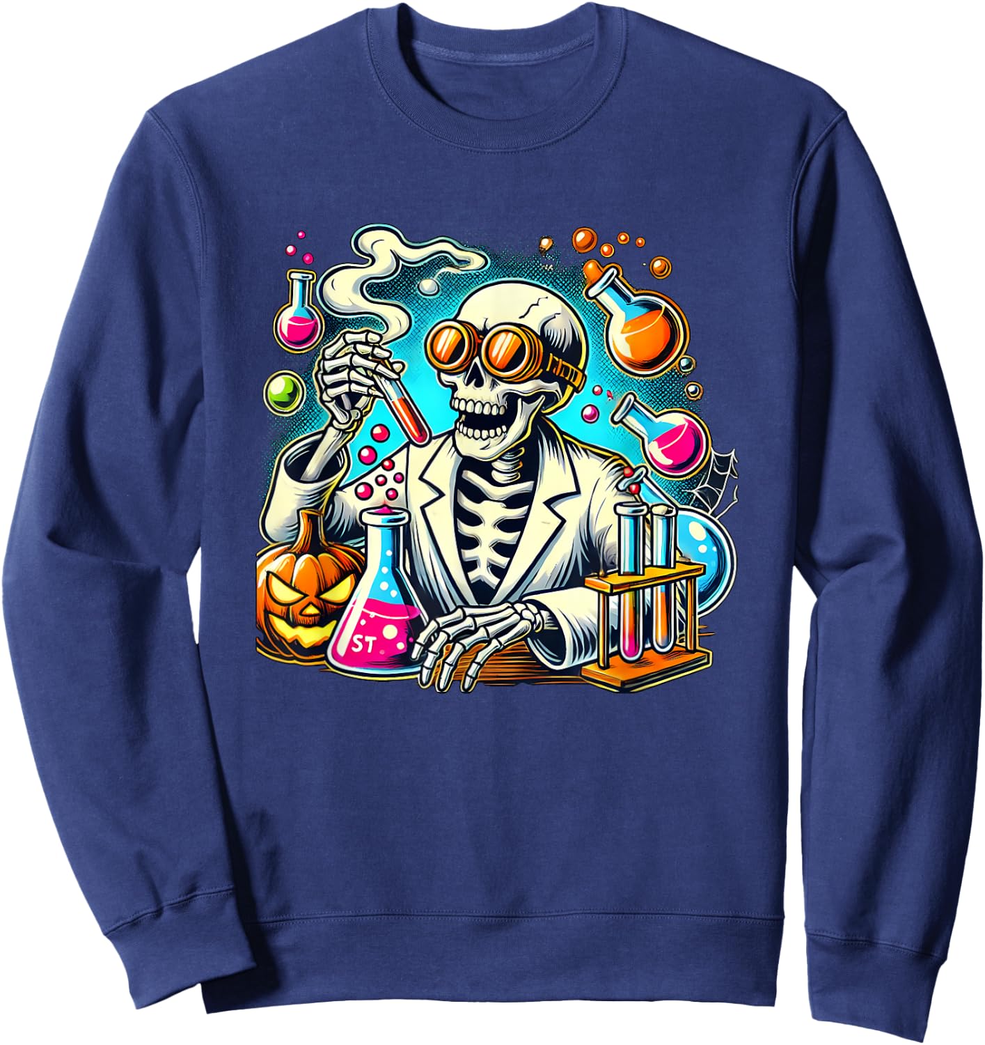 Halloween Skeleton Chemist Scientist Sweatshirt - Sweatshirt | Navy