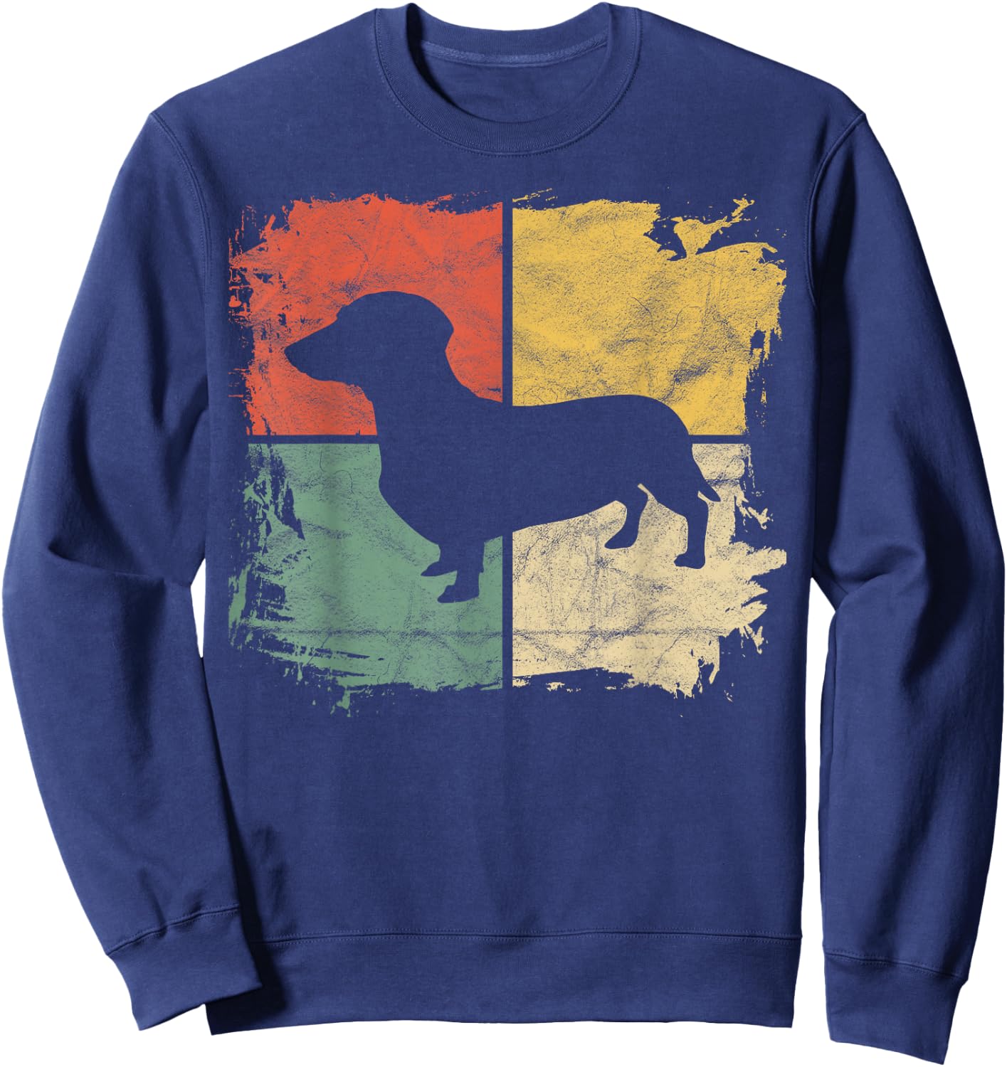 Square Retro Dachshund Owner Gift Dog Parent Dad Doxie Mom Sweatshirt - Sweatshirt | Navy