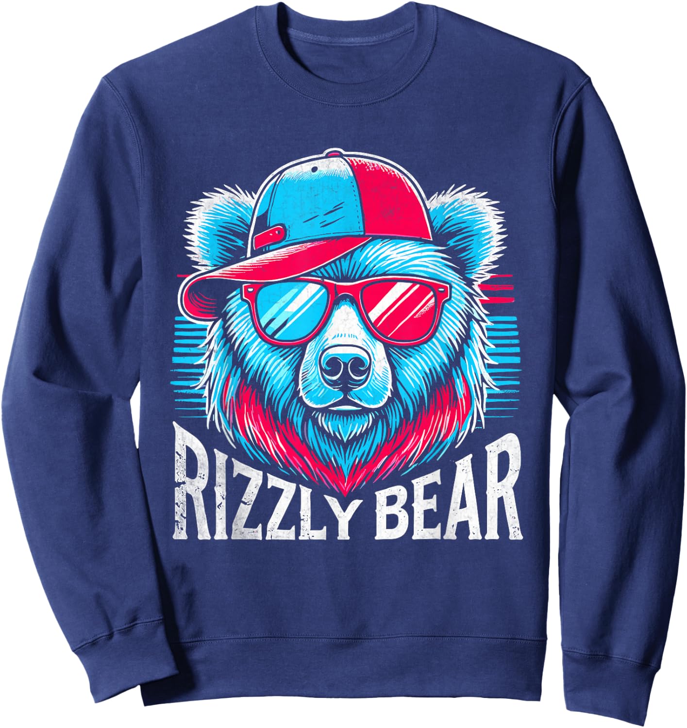 Rizzly Bear Cool Bear Wearing Sunglasses Rizz Boys Sweatshirt - Sweatshirt | Navy