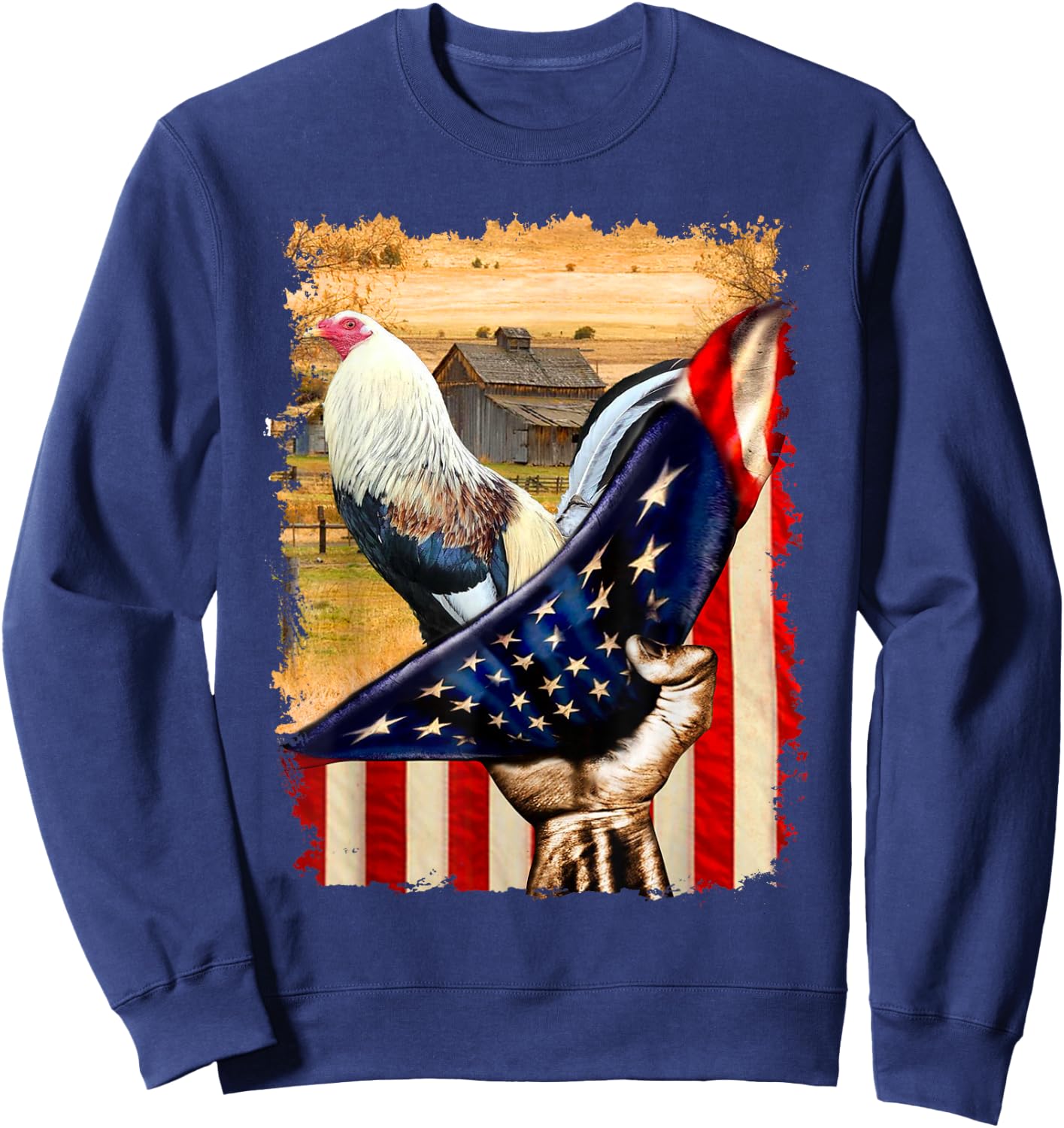 Rooster Shirt US Flag Cock Fight Sweatshirt - Sweatshirt | Navy