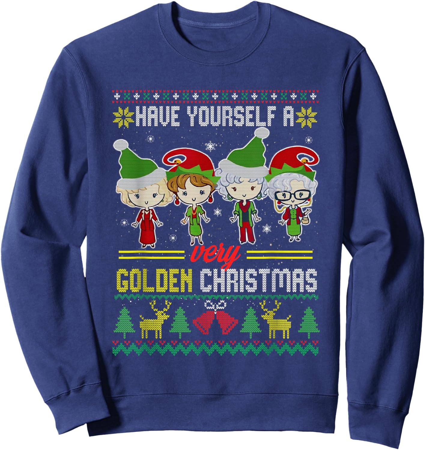 Have Yourself A Very Golden Christmas Xmas Pajamas Ugly Sweatshirt - Sweatshirt | Navy
