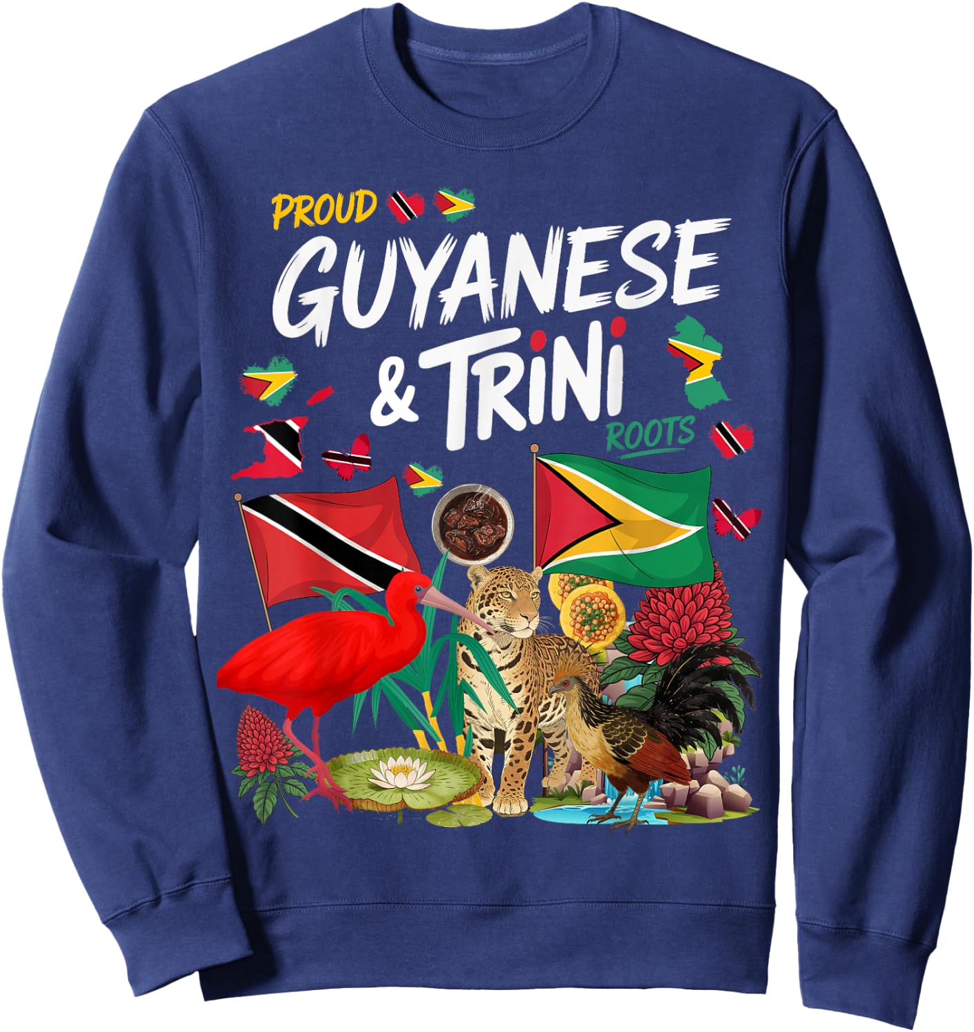 Trinidad & Guyana Flag Outfit Idea Guyanese Roots Sweatshirt - Sweatshirt | Navy