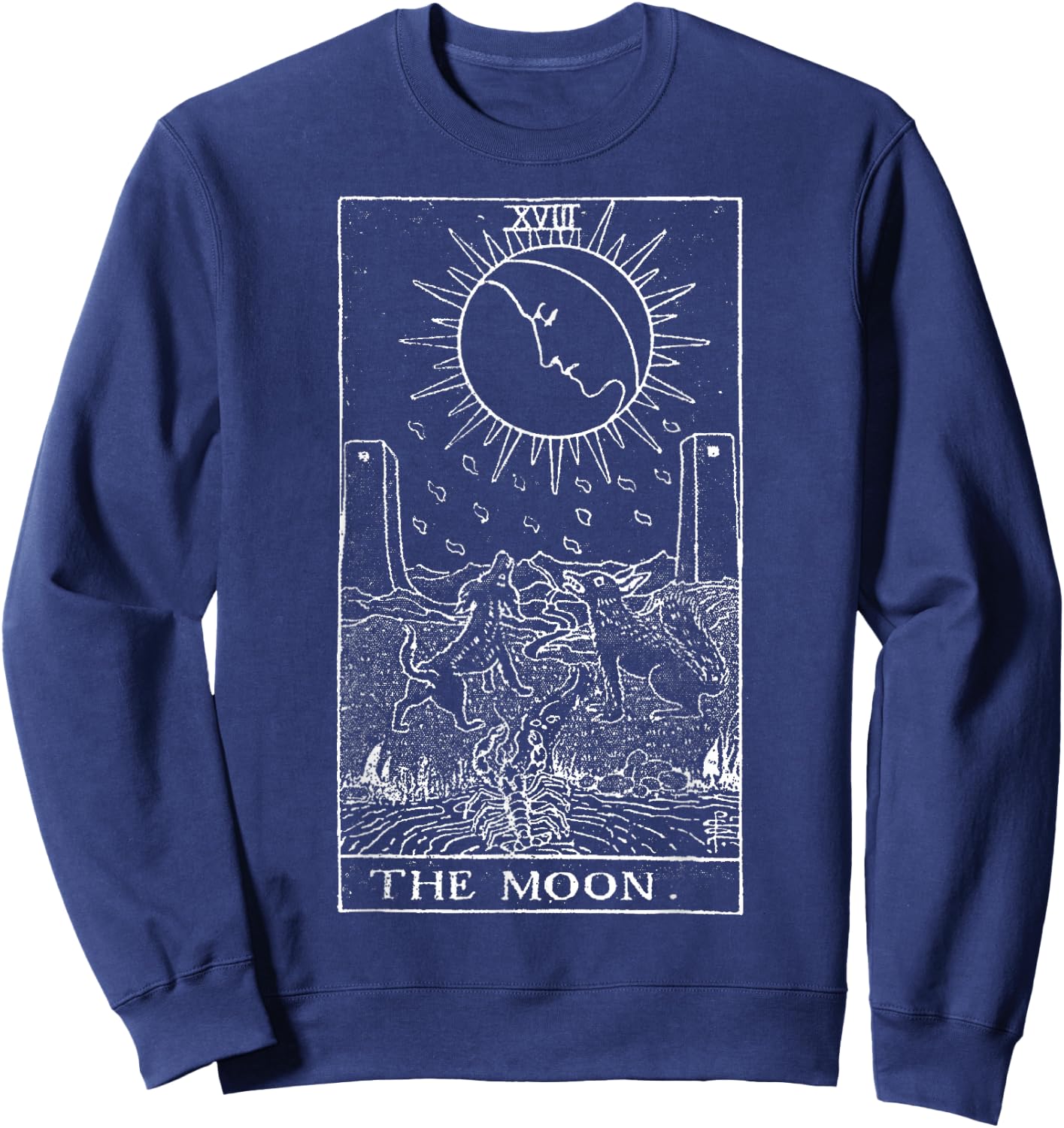 The Moon Tarot Card Vintage Sweatshirt - Sweatshirt | Navy