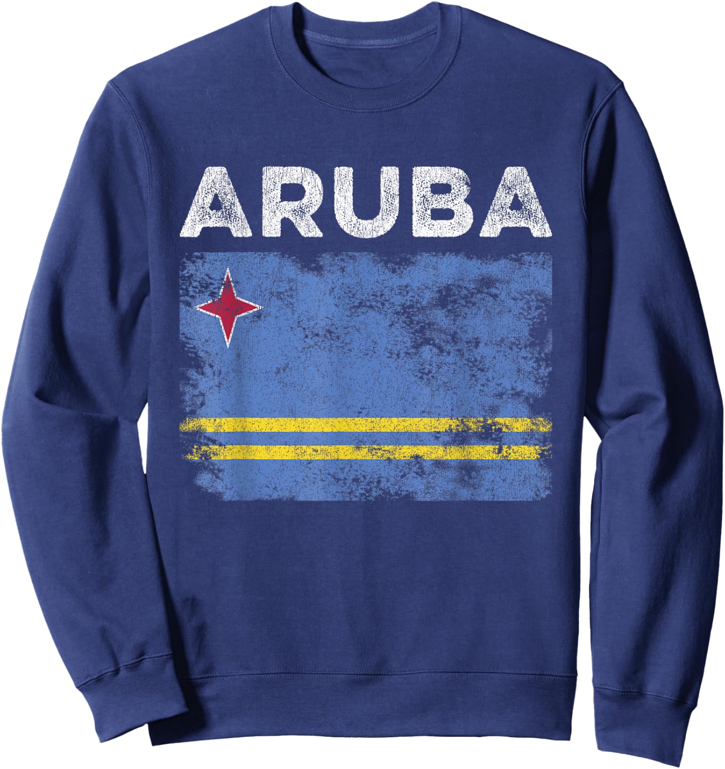 Aruba Flag Distressed - Men Women Kids - Aruban Flag Sweatshirt - Sweatshirt | Navy