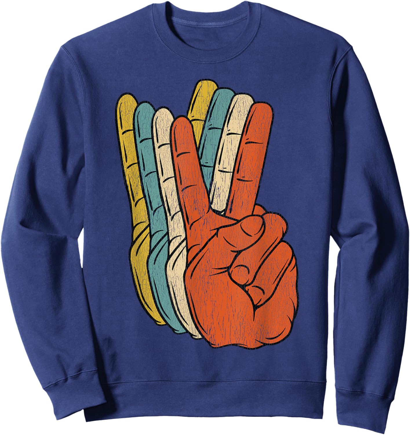 Retro Peace Vintage 60's 70's Hippie Gift Sweatshirt - Sweatshirt | Navy