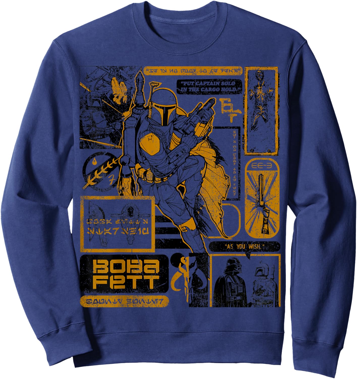 Star Was Boba Fett Retro Mandalorian Poster Sweatshirt - Sweatshirt | Navy