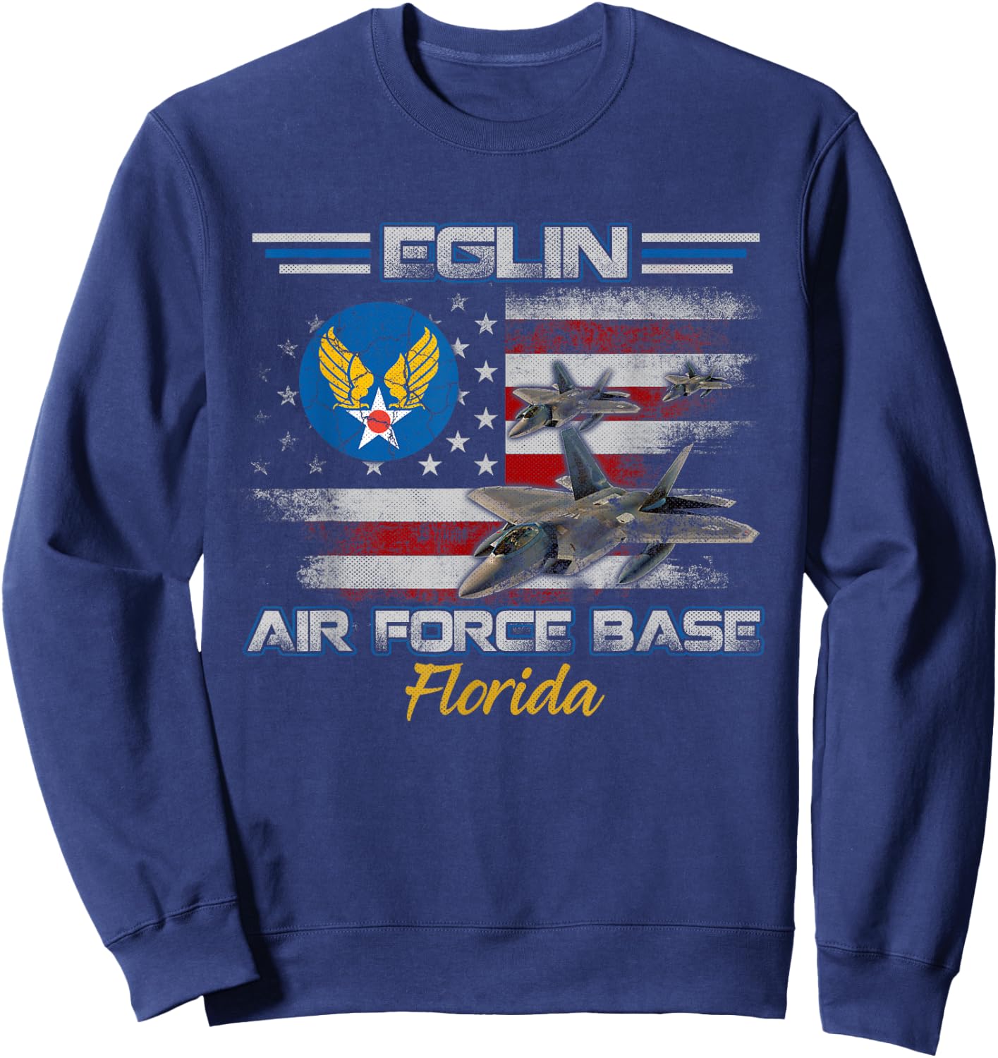 Vintage Eglin AFB Air Force Base In Florida Fl Veterans Day Sweatshirt - Sweatshirt | Navy