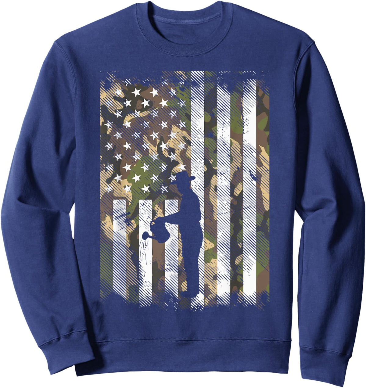 US Flag Camo Gardening Vintage Patriotic Gardener Men Women Sweatshirt - Sweatshirt | Navy