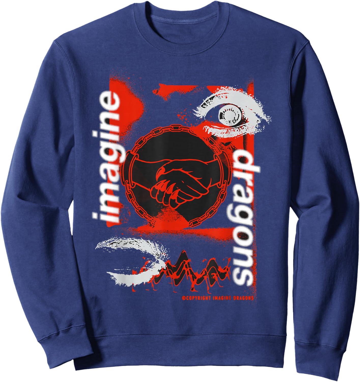 Official Imagine Dragons Handshake Black Sweatshirt - Sweatshirt | Navy