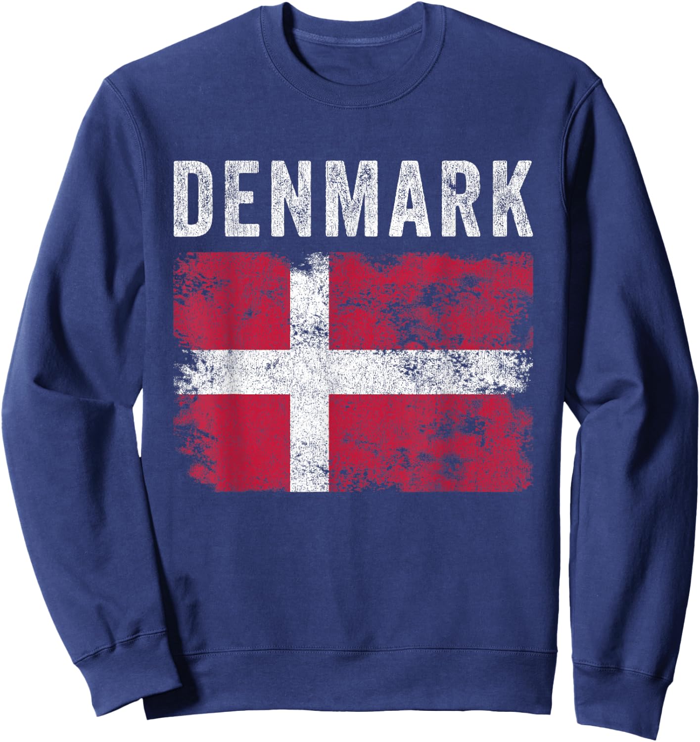 Denmark Flag Distressed - Men Women Kids - Danish Flag Sweatshirt - Sweatshirt | Navy