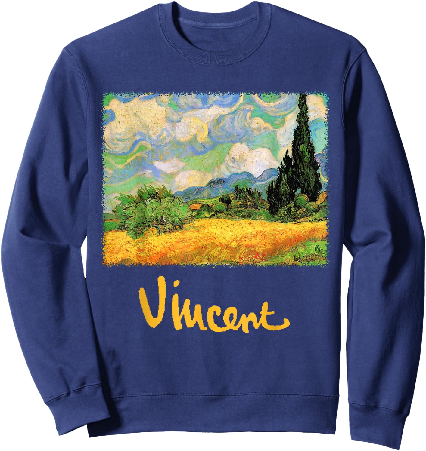 Wheat Field with Cypress Haute Galline by Vincent van Gogh Sweatshirt - Sweatshirt | Navy