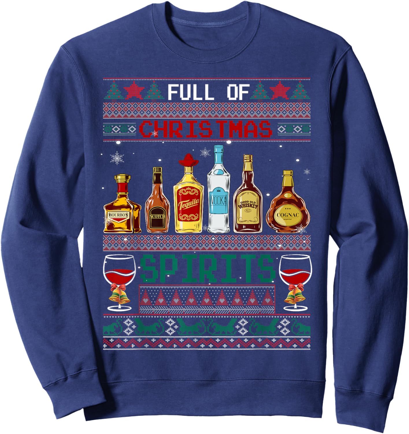 Beer Pajamas Christmas Spirits Drinking Wine Alcohol Xmas Sweatshirt - Sweatshirt | Navy