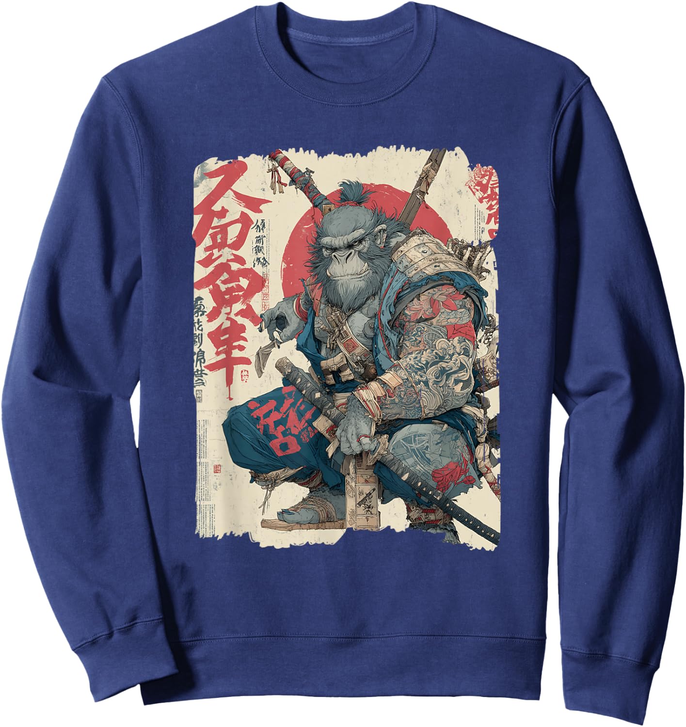 Sasquatch Samurai Japanese Bigfoot Sweatshirt - Sweatshirt | Navy