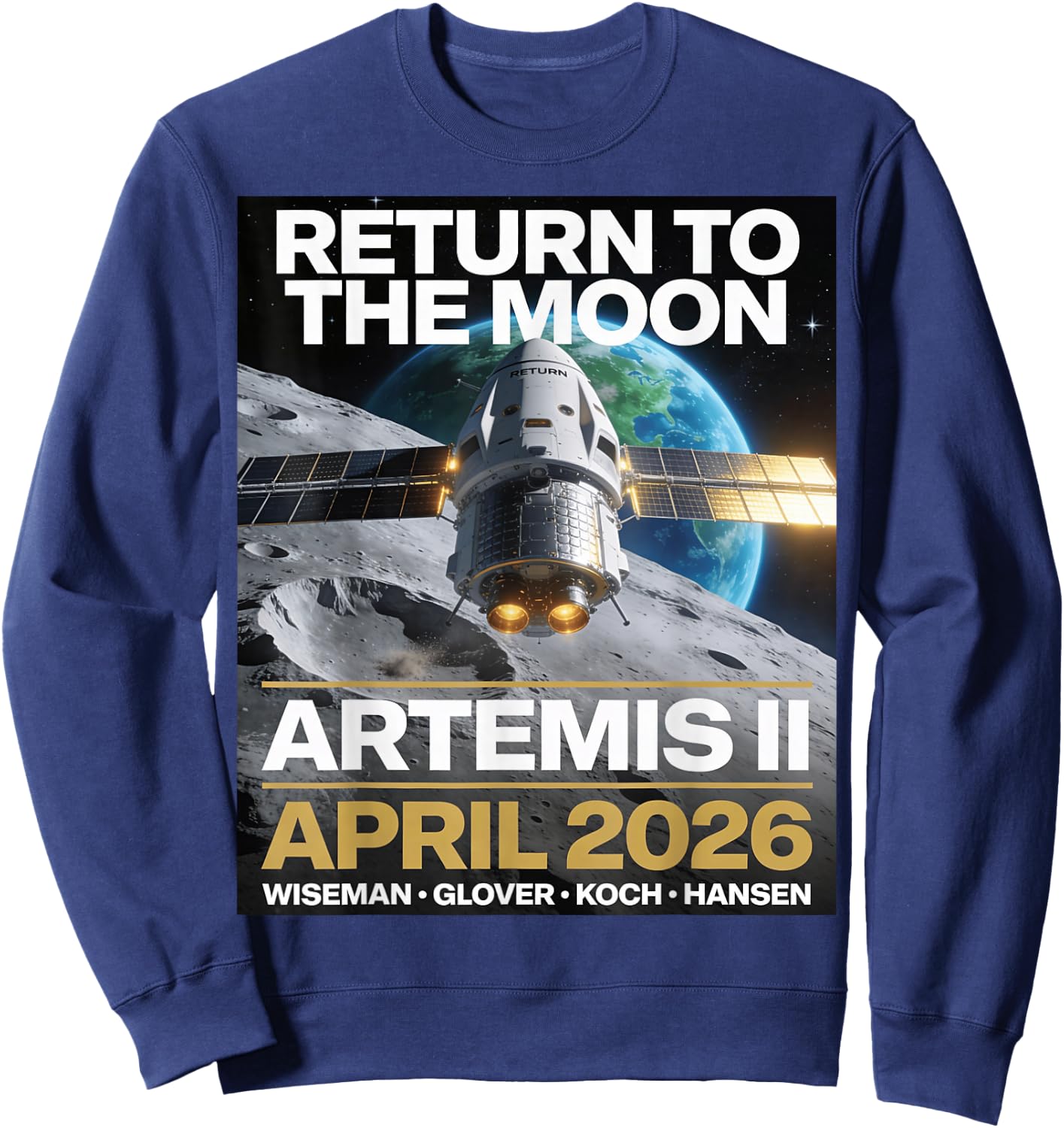 Artemis II 2026 Crewed Moon Flyby Mission Space Sweatshirt - Sweatshirt | Navy
