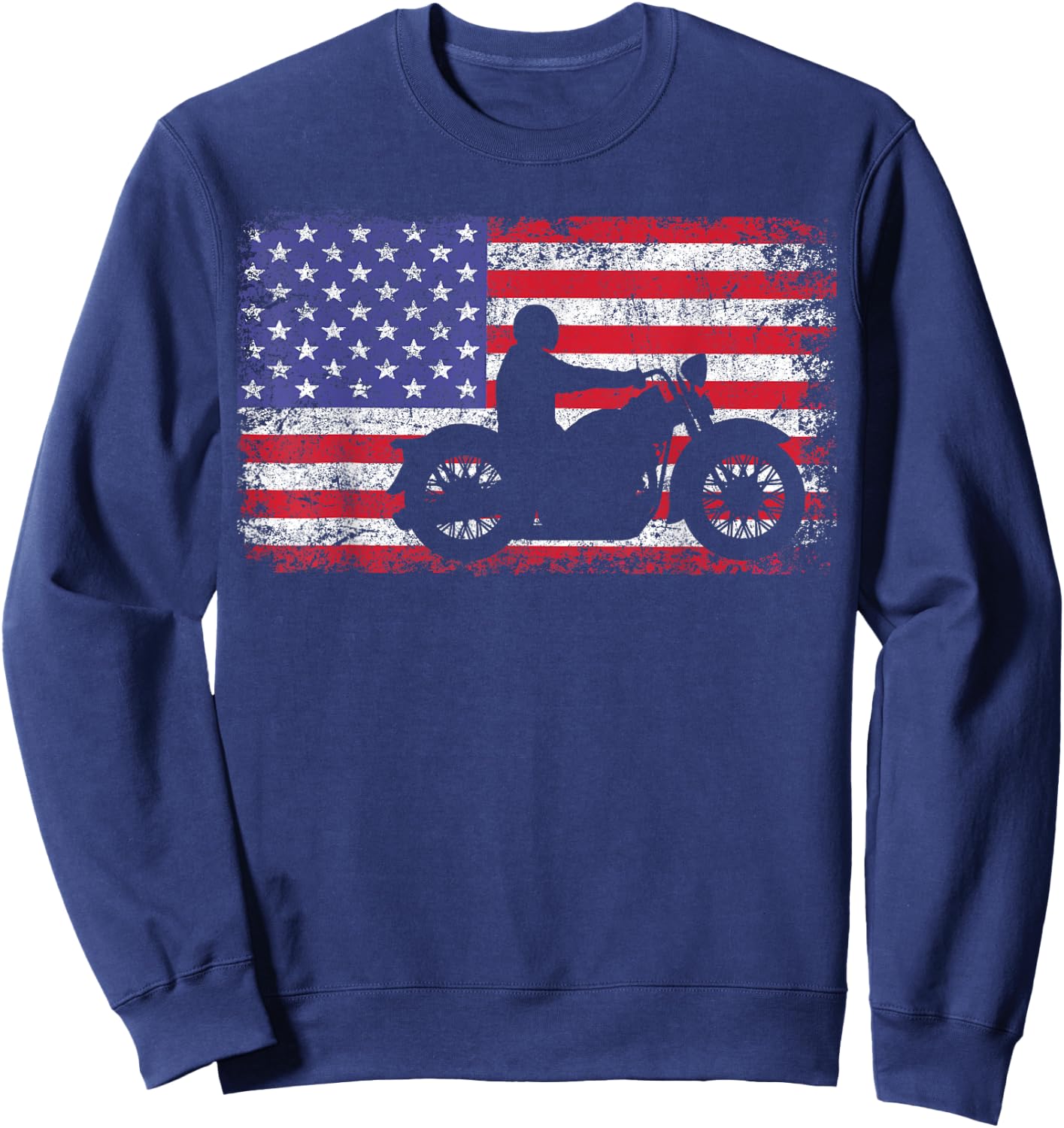 American Flag Biker Motorcycle Sweatshirt - Sweatshirt | Navy
