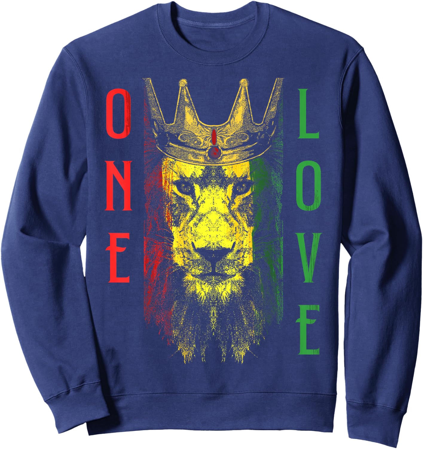 One Love Rasta Lion Jamaican Pride Reggae African Sweatshirt - Sweatshirt | Navy