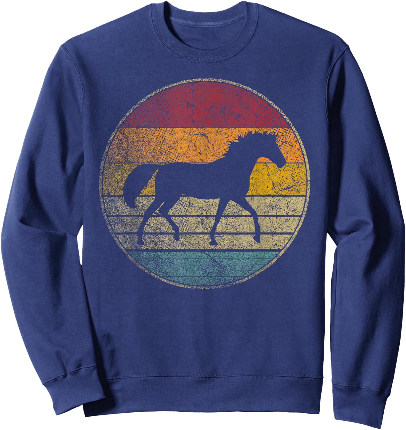 Horse Lover Riding Girl Horseback Vintage Retro 70s 80s Gift Sweatshirt - Sweatshirt | Navy