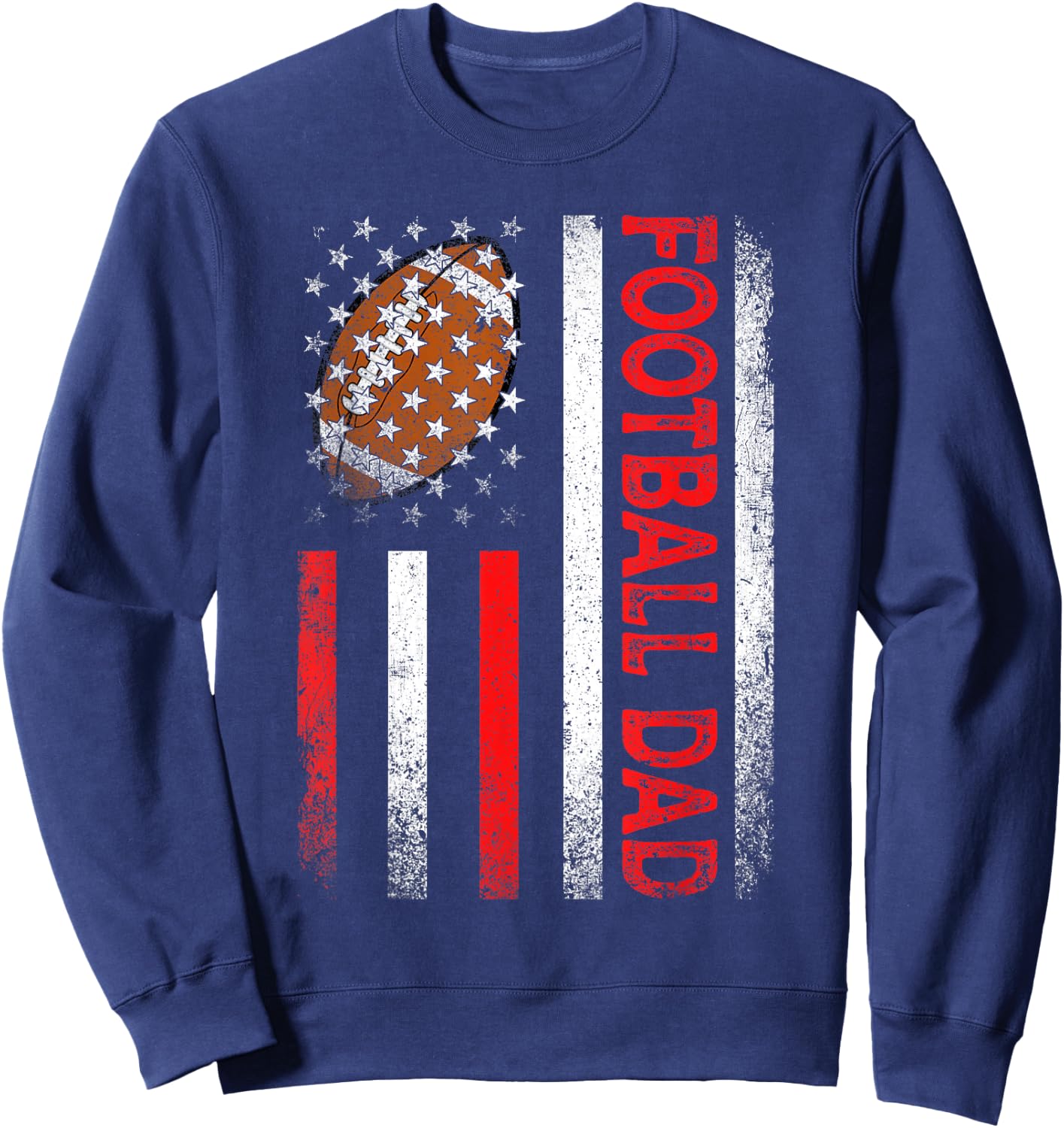 Classic Retro American Flag Football Dad Men Father's Day Sweatshirt - Sweatshirt | Navy