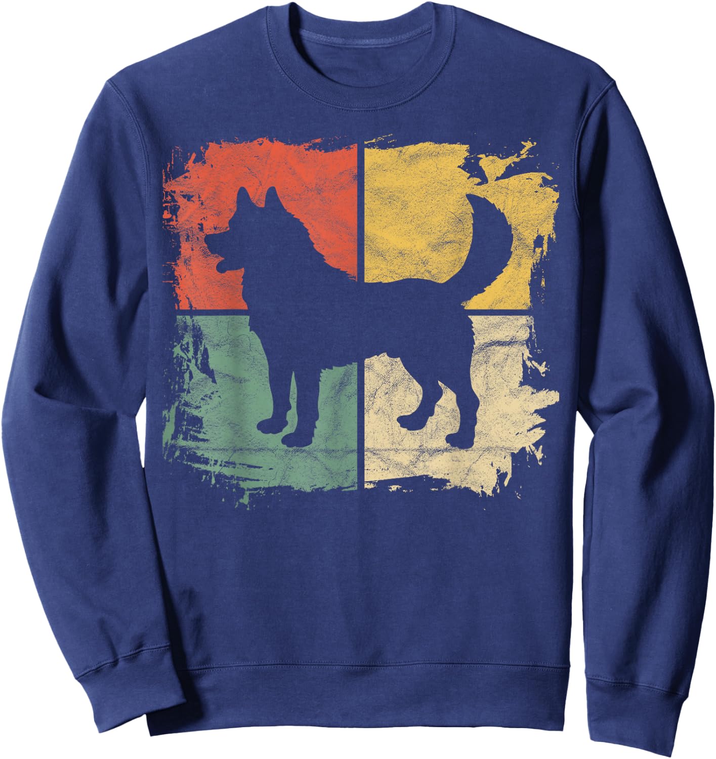 Square Retro Husky Owner Gift Dog Siberian Huskies Dad Mom Sweatshirt - Sweatshirt | Navy