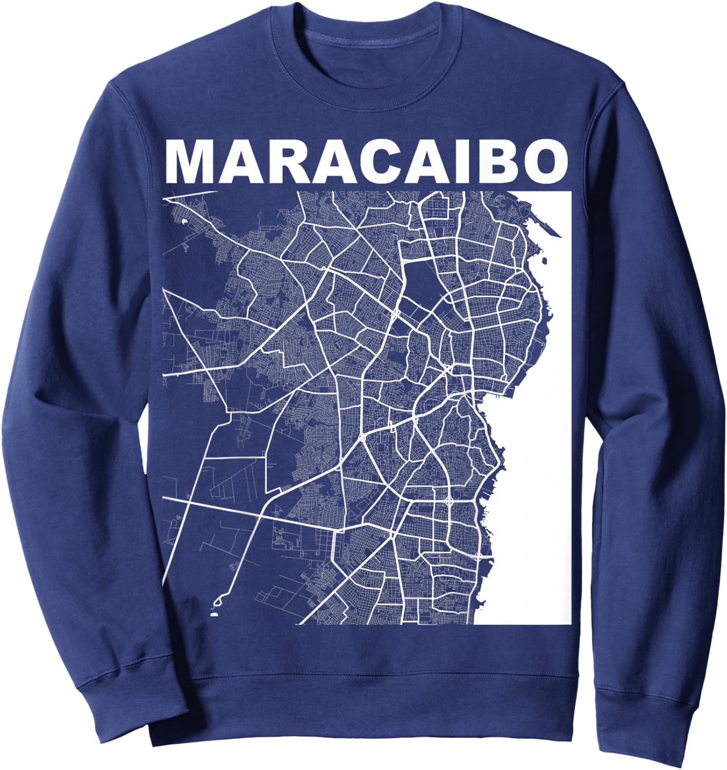 Venezuela Souvenir Maracaibo City Street Map Sweatshirt - Sweatshirt | Navy