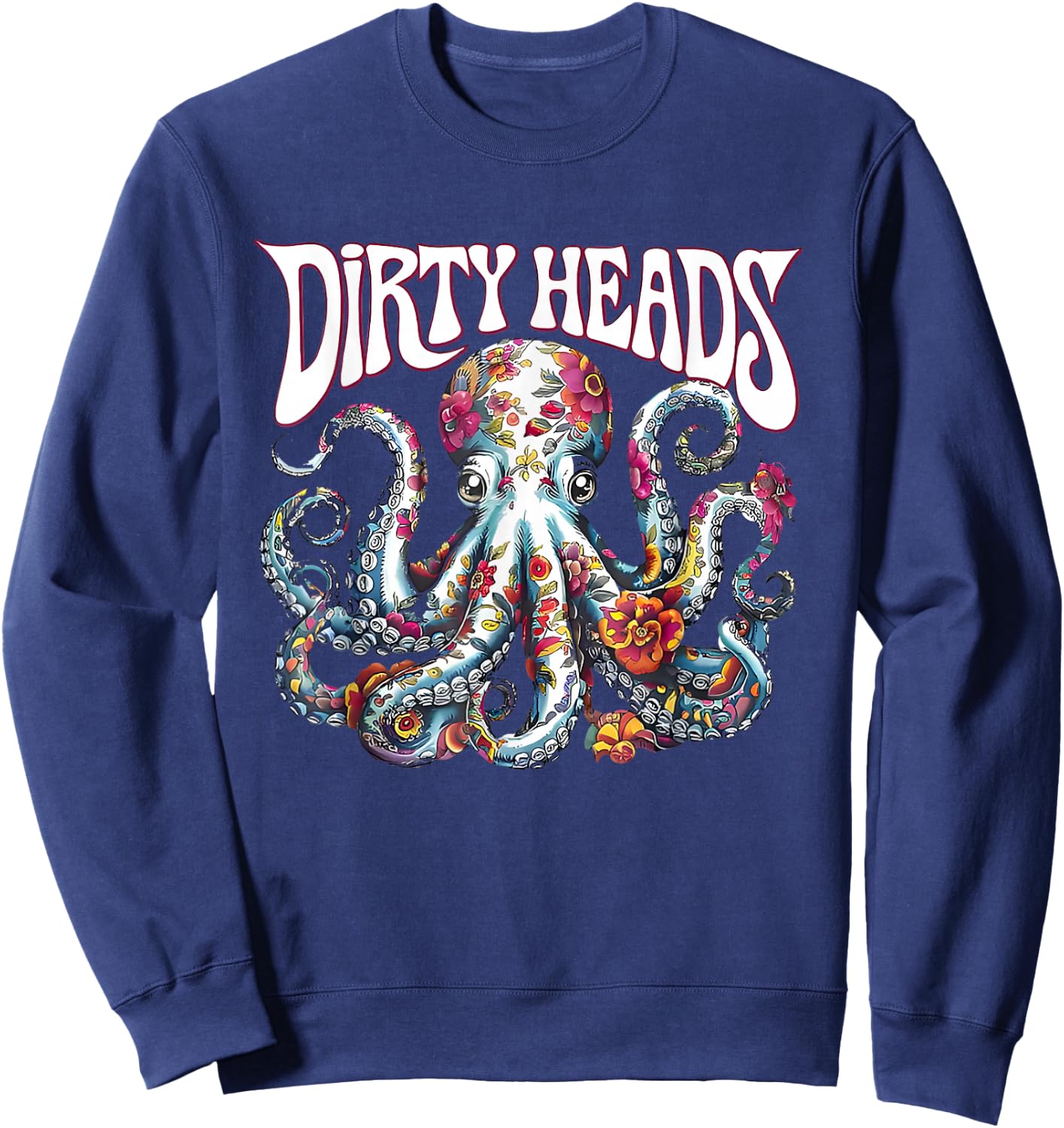 Octopus Lover Floral Octopus Ocean Sea Animal Dirty Heads Sweatshirt - Sweatshirt | Navy