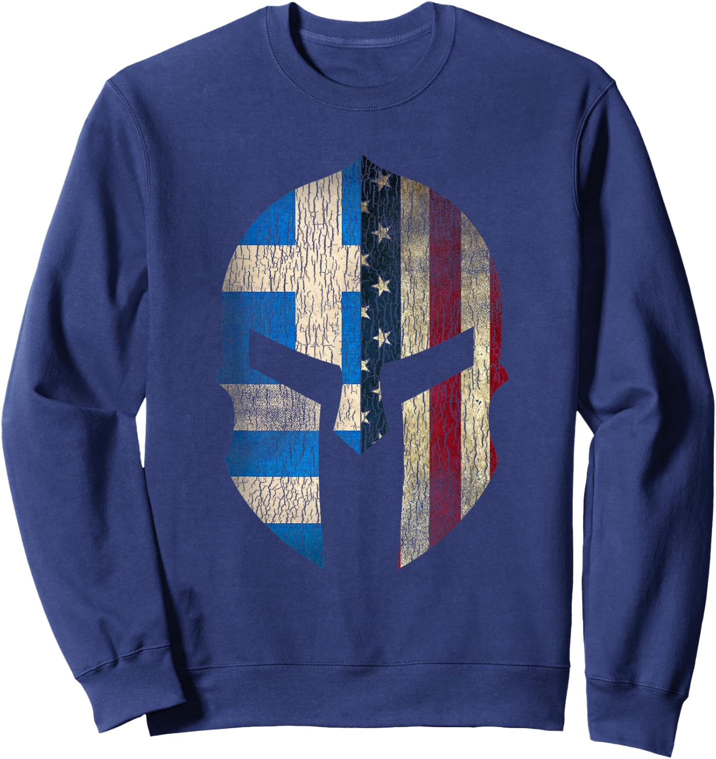 Greek American Pride - Greece Spartan Helmet Sweatshirt - Sweatshirt | Navy