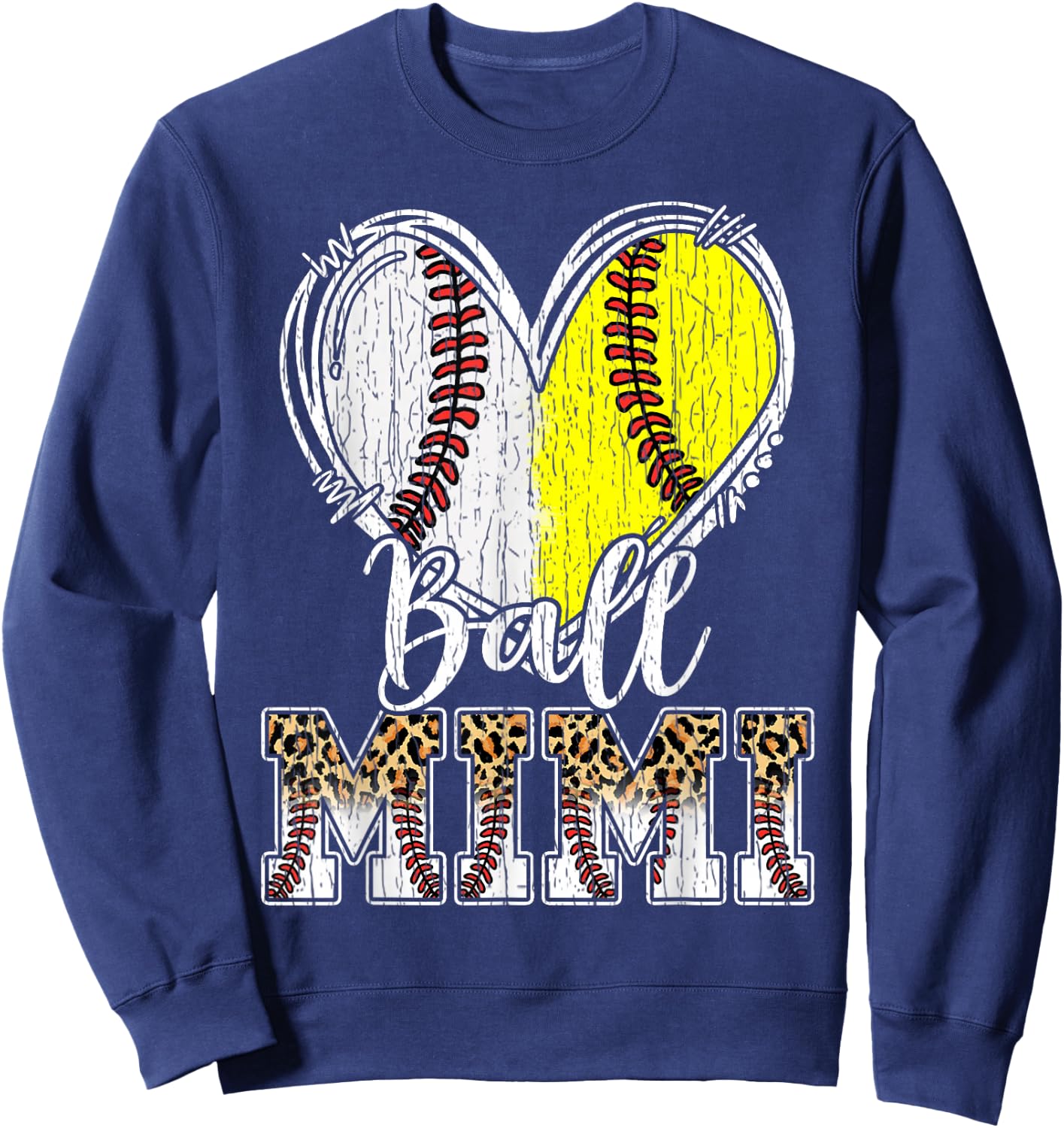 Ball Mimi Heart Baseball Softball Mimi Sweatshirt - Sweatshirt | Navy