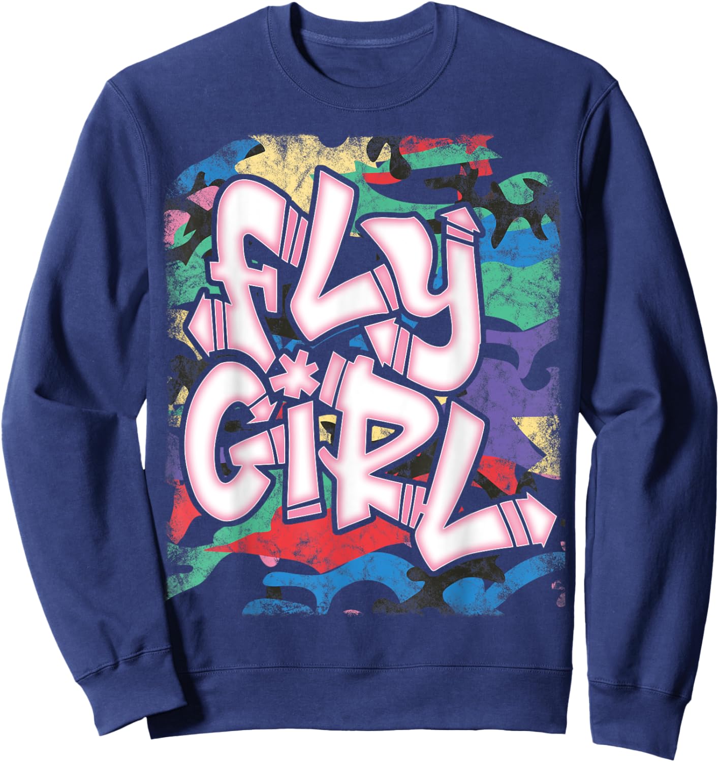 Fly Girl 80s 90s Old School Camo B-Girl Hip Hop Sweatshirt - Sweatshirt | Navy
