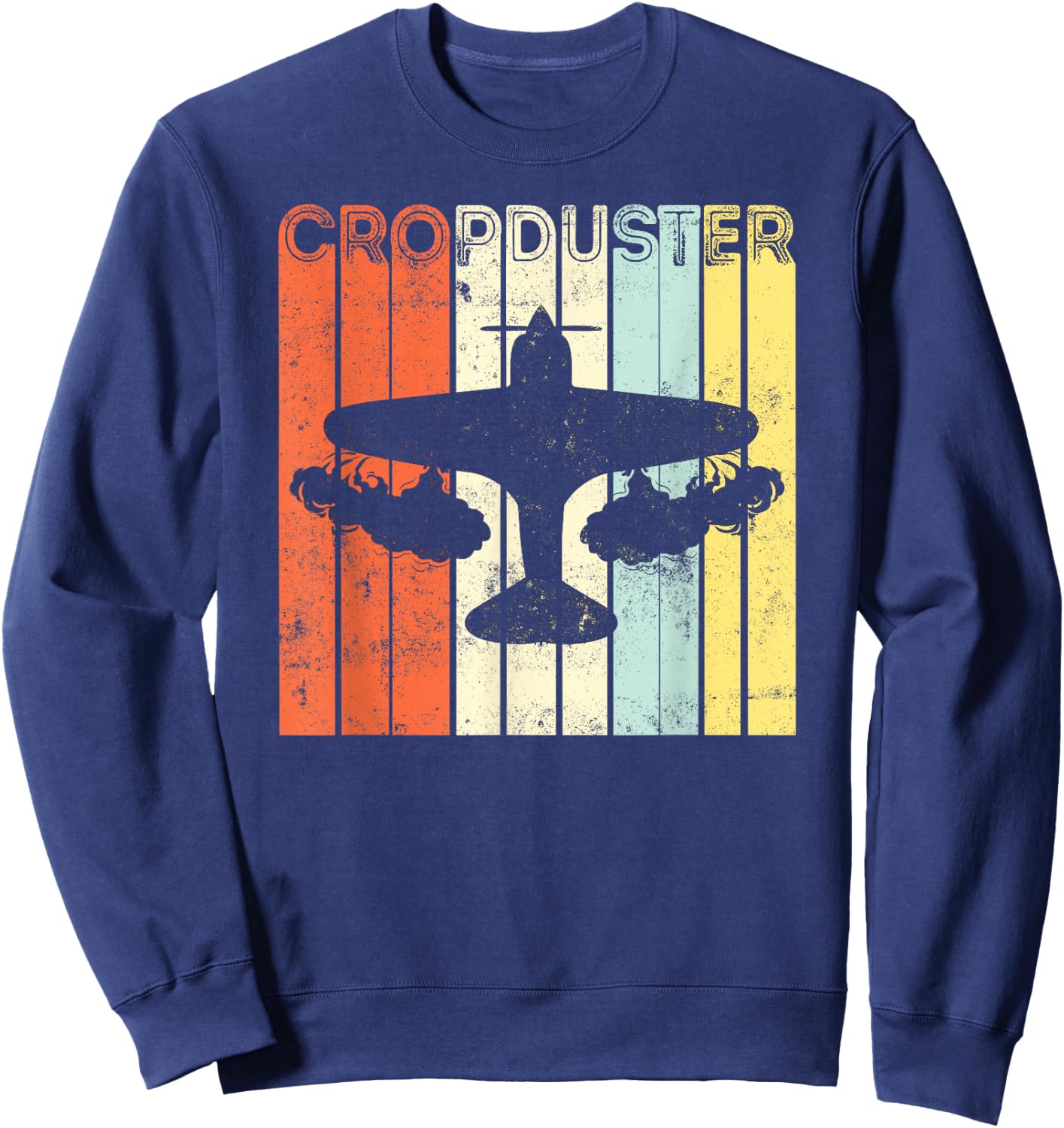 Crop Duster Retro Vintage Plane Sweatshirt - Sweatshirt | Navy
