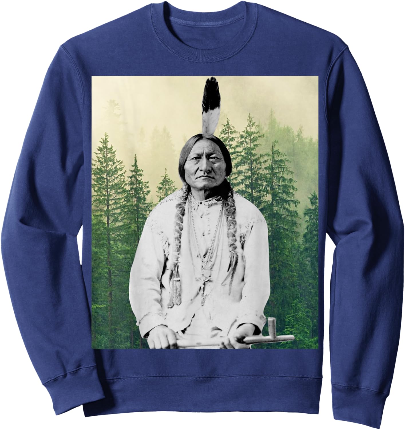 Sitting Bull Native American Indian Chief Lakota Sioux Pride Sweatshirt - Sweatshirt | Navy
