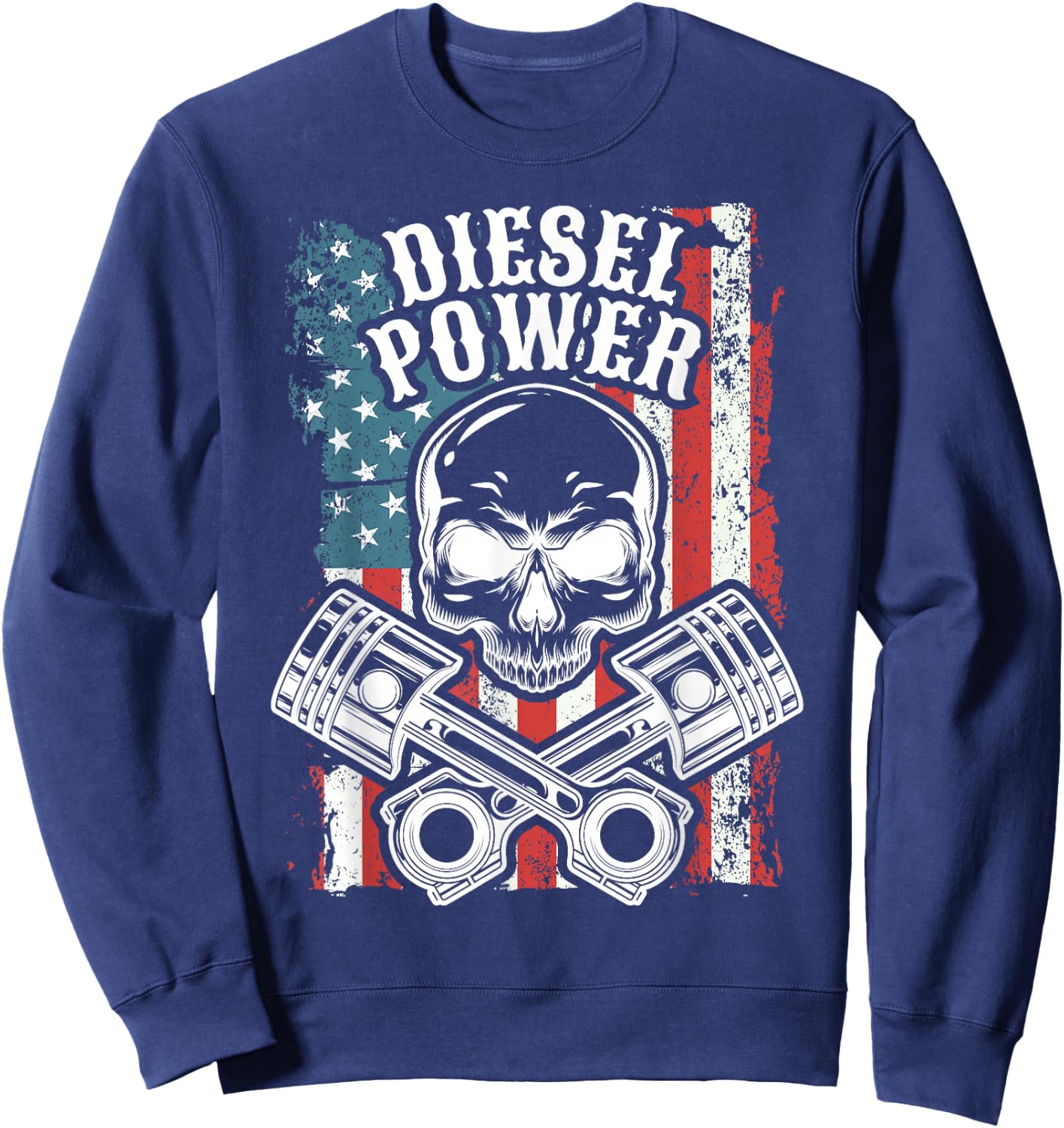 Truck And Car Mechanic USA Flag Sweatshirt - Sweatshirt | Navy