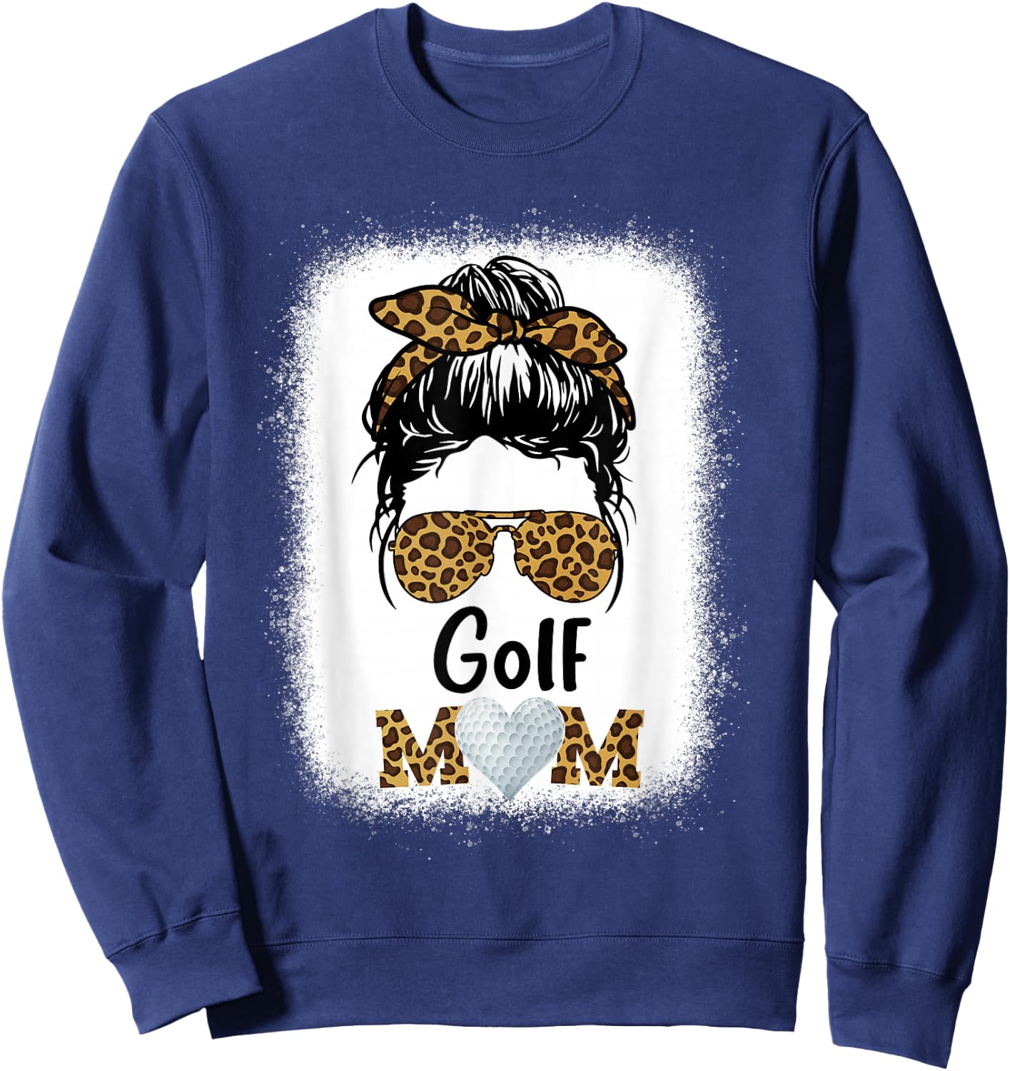 Golf Mom Bleached Leopard Cheetah Print Women Mama Funny Sweatshirt - Sweatshirt | Navy