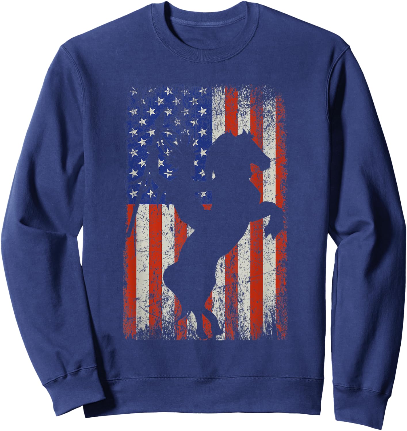 US Flag Indigenous Indian Horse Rider Native American Sweatshirt - Sweatshirt | Navy