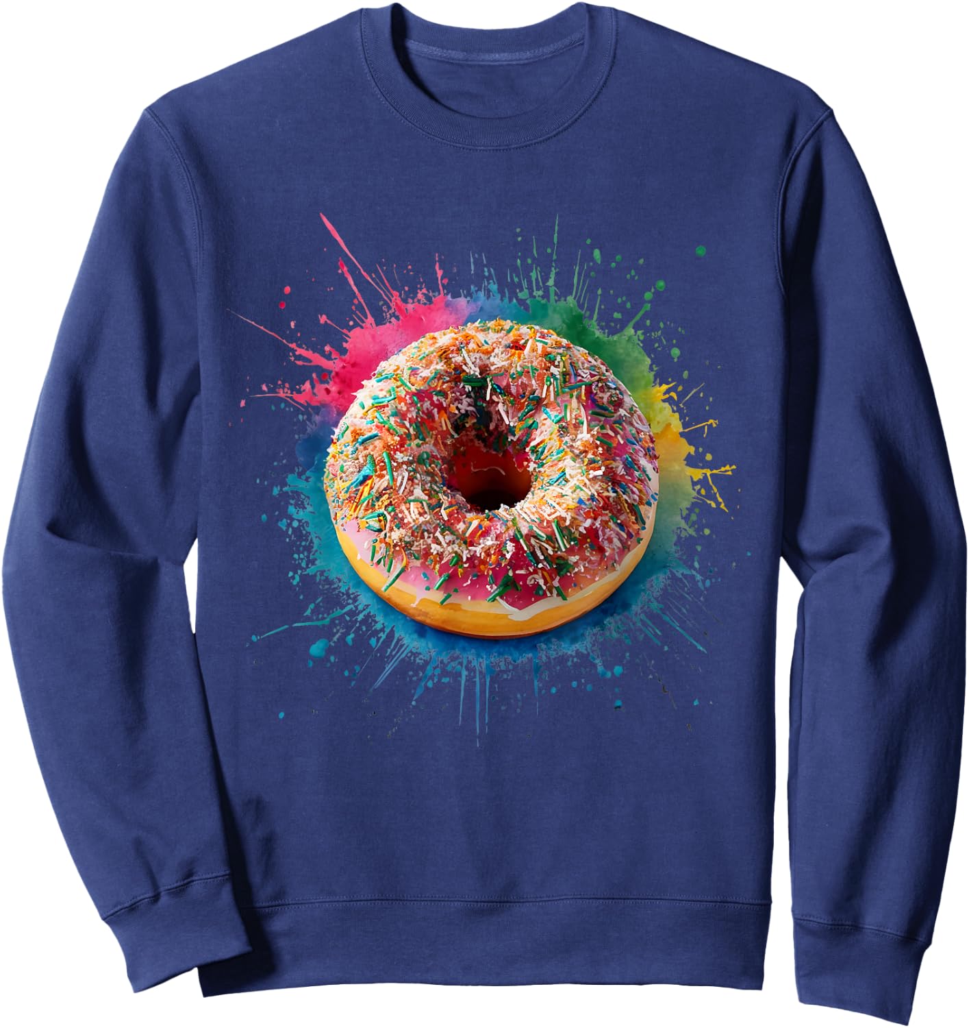 Baking Baker Men Woman Colorful Watercolor Donut Sweatshirt - Sweatshirt | Navy