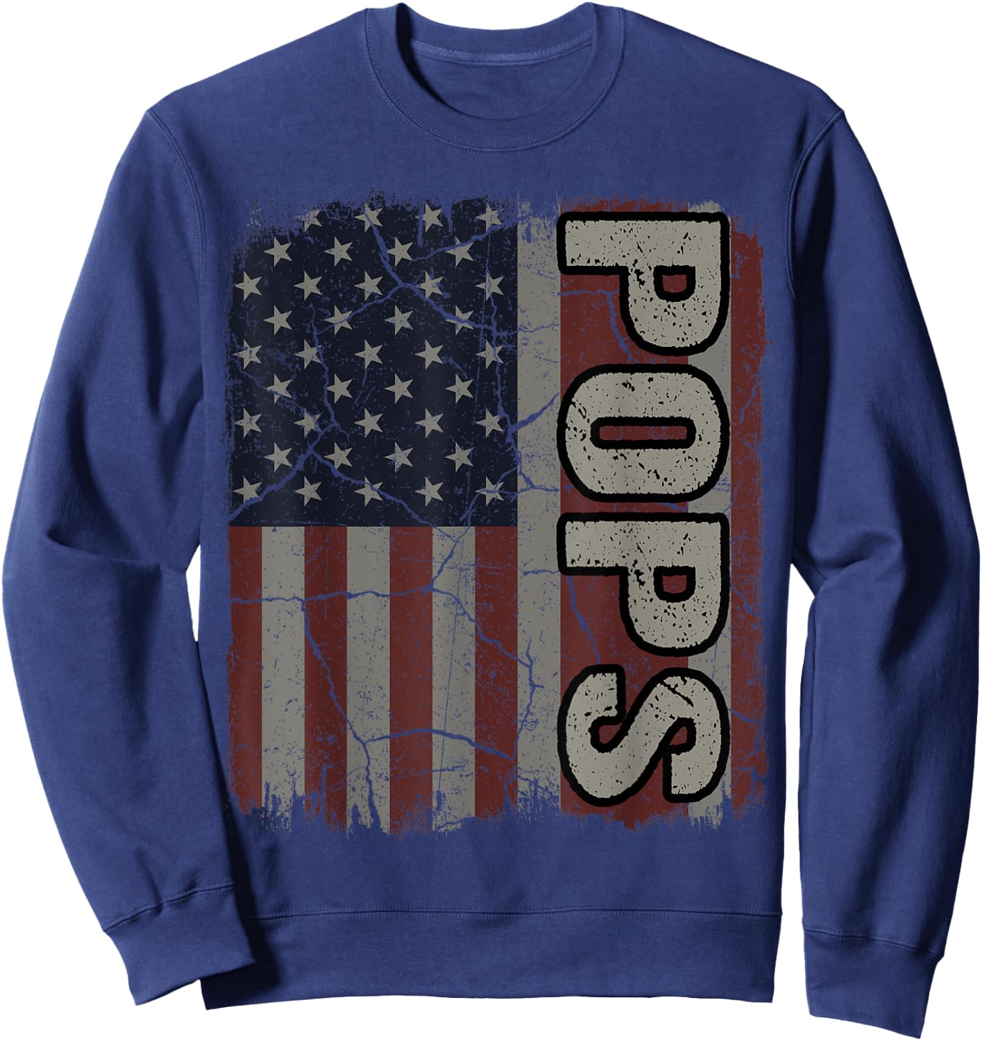 Pops American Flag Vintage Father's Day 4th of July Gift Sweatshirt - Sweatshirt | Navy