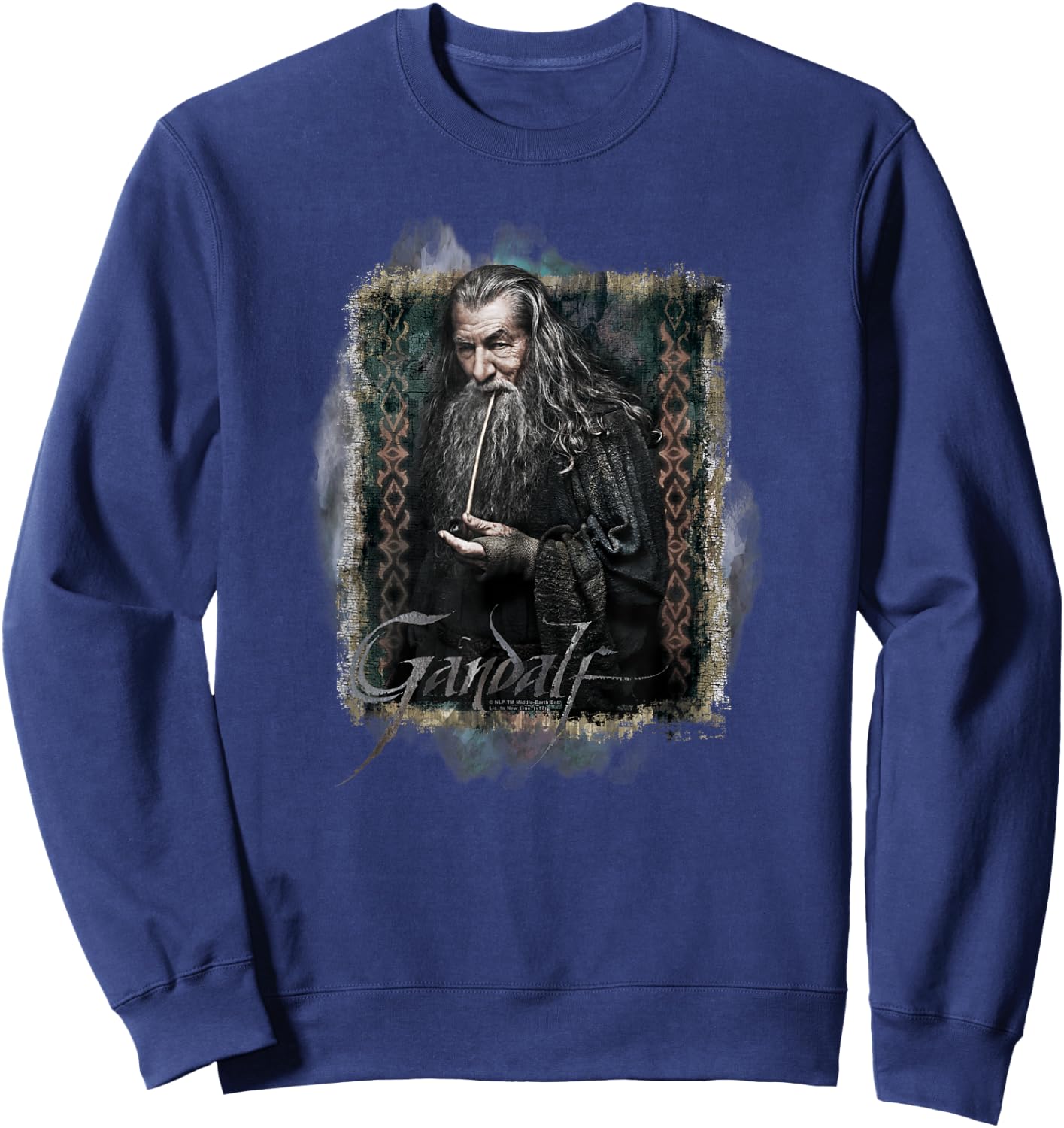 Warner Bros. Hobbit Gandalf -Adults & Kids , Grey, Small, Short Sleeve, Classic Fit Sweatshirt - Sweatshirt | Navy