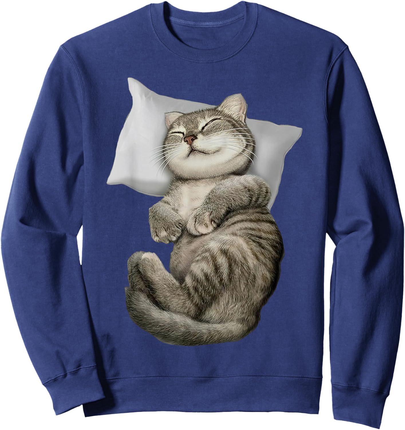 Cat Sleeping On Pillow Cute Cat Sleeping Angel Women Sweatshirt - Sweatshirt | Navy