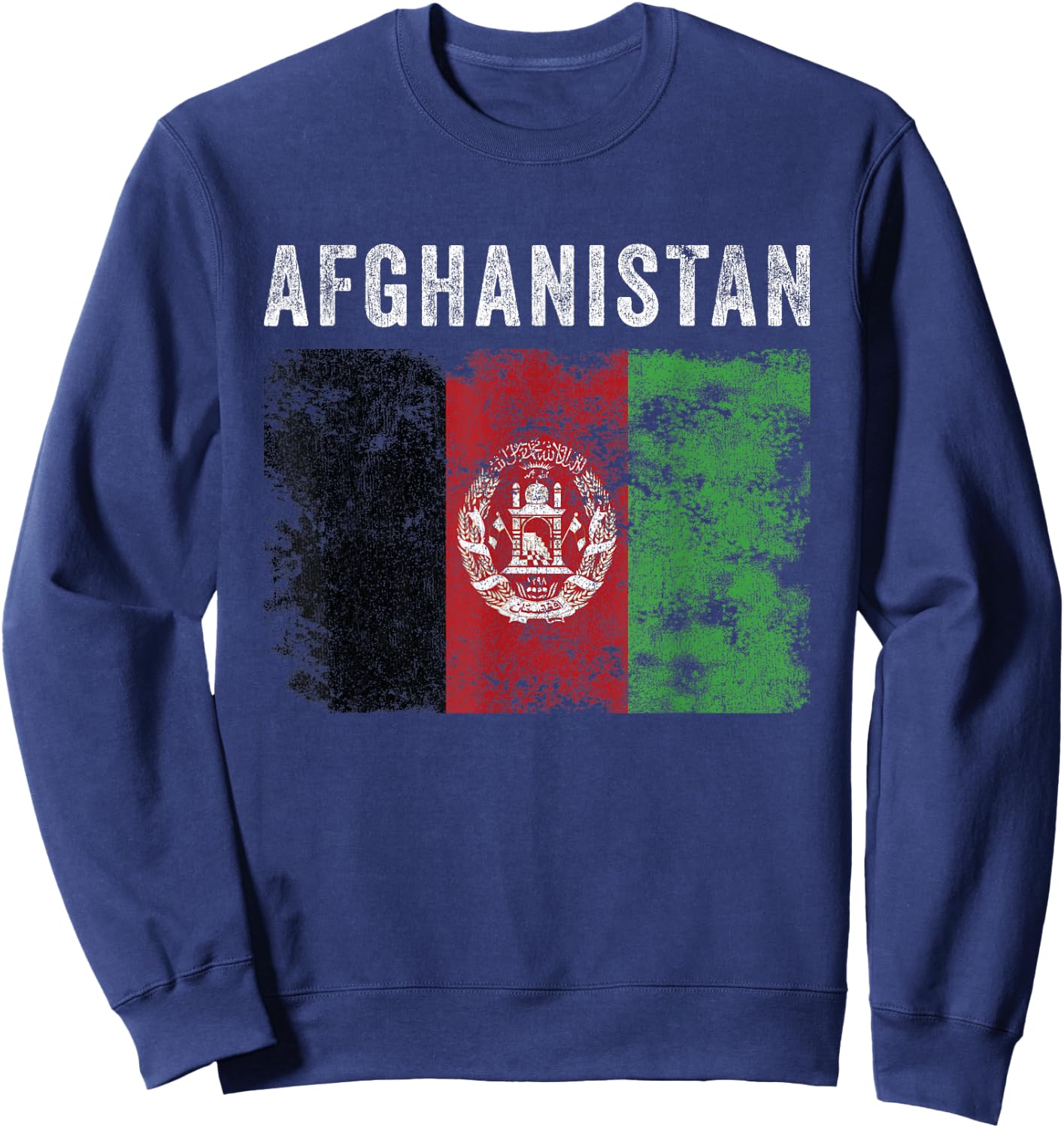 Afghanistan Flag Distressed - Men Women Kids - Afghan Flag Sweatshirt - Sweatshirt | Navy