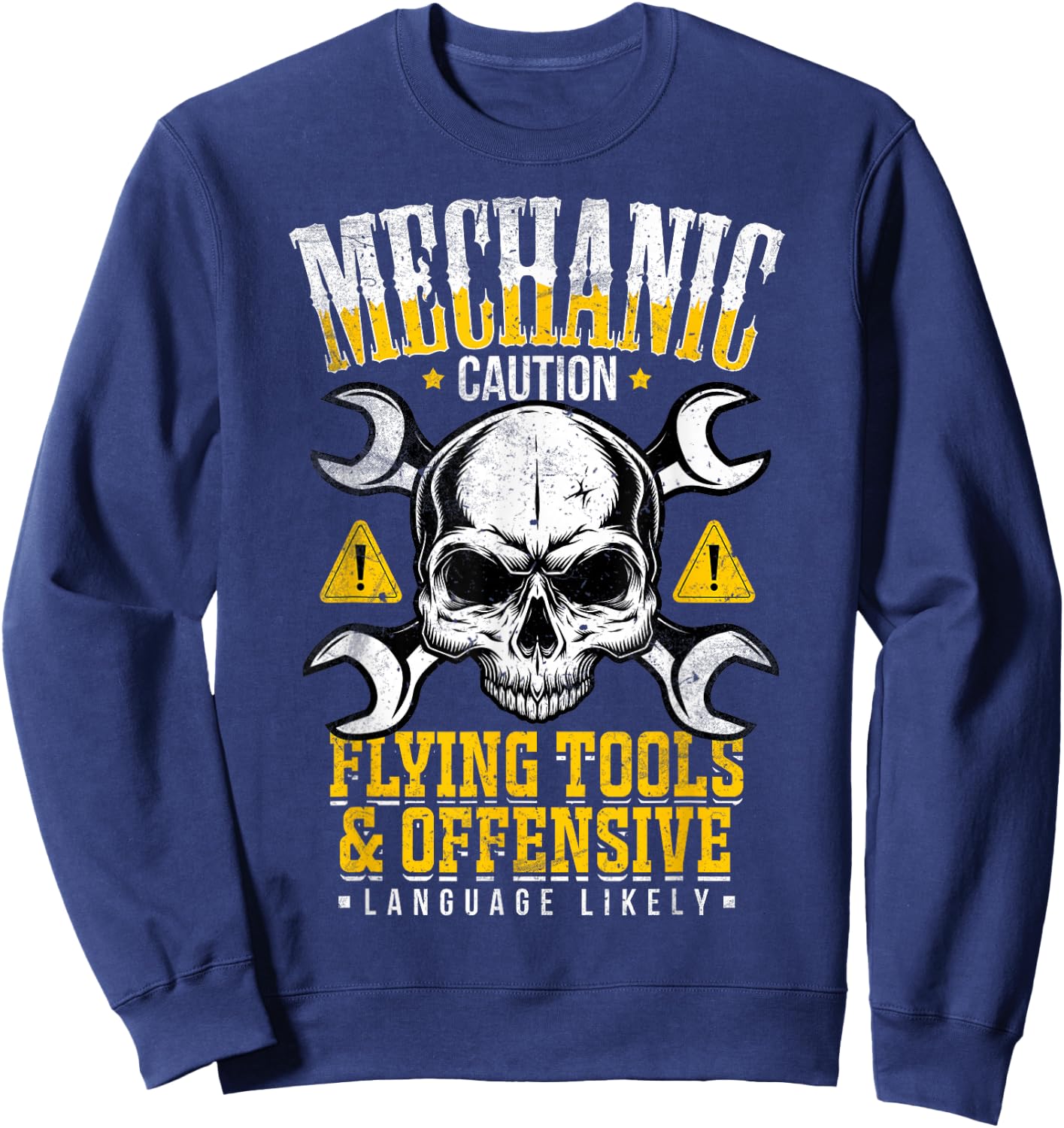 Mechanic Caution Flying Tools Car Mechanics Auto Mechanics Sweatshirt - Sweatshirt | Navy