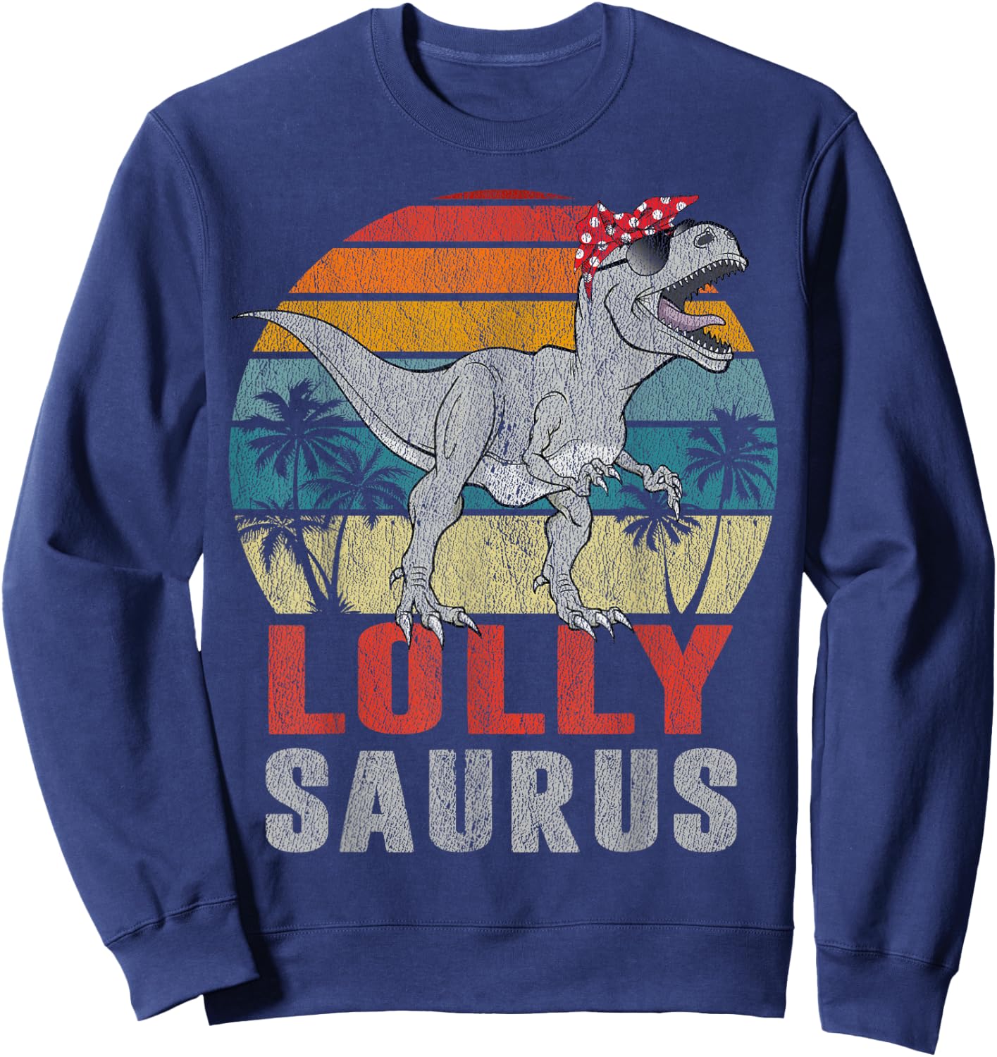 lollysaurus T Rex Dinosaur lolly Saurus Family Matching Sweatshirt - Sweatshirt | Navy