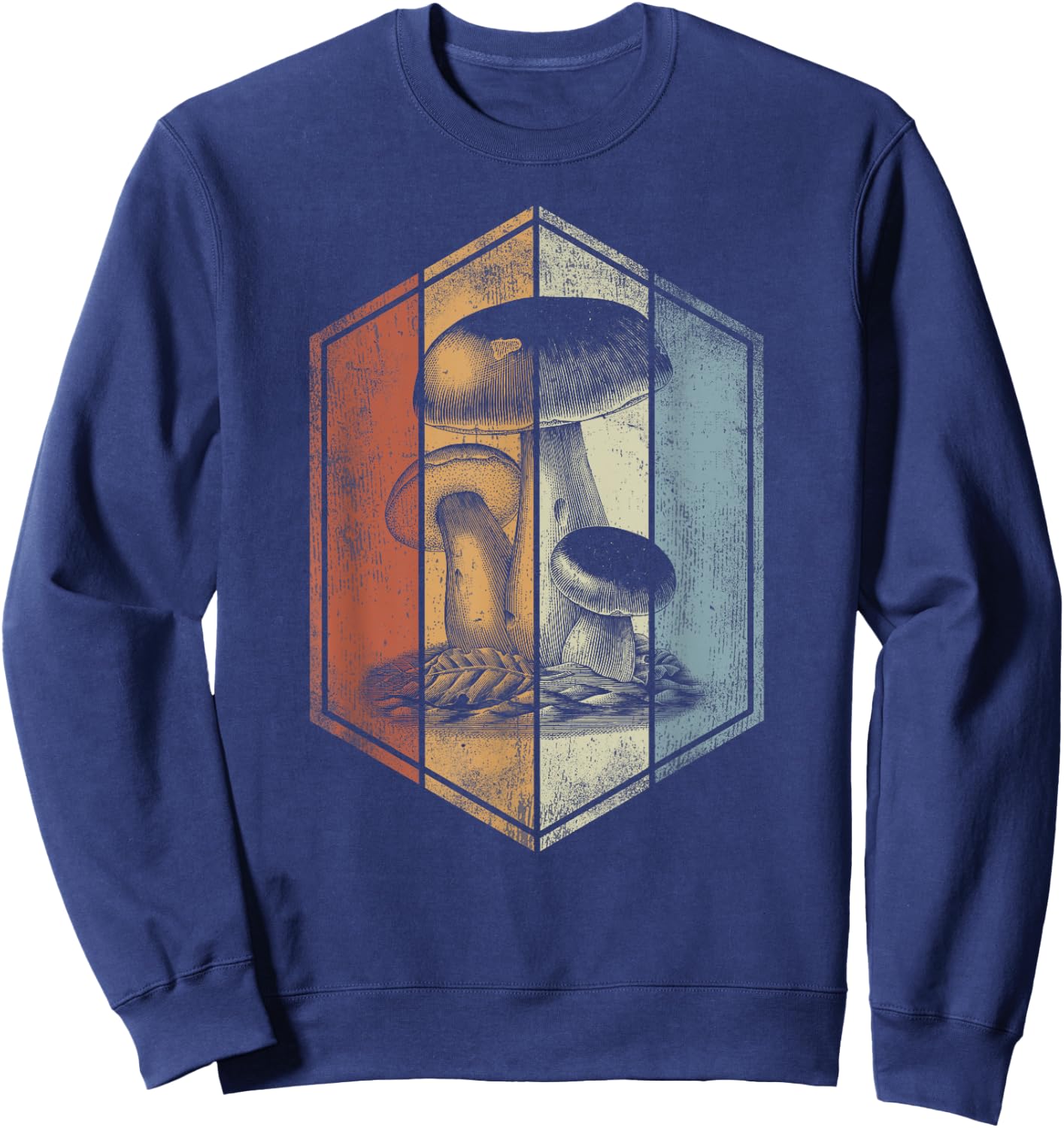 Mushroom Retro Style Mycology Fungi Foraging Mushroom Lover Sweatshirt - Sweatshirt | Navy