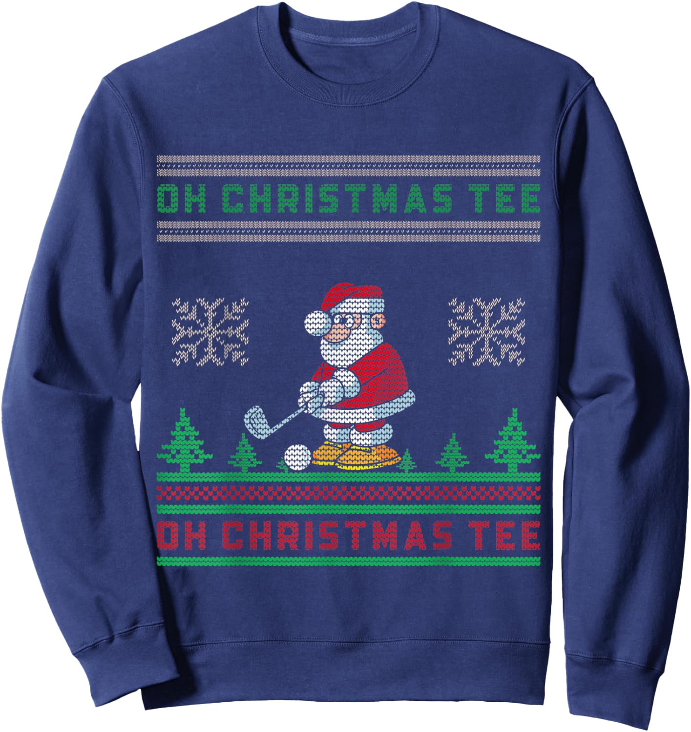 Oh Christmas Funny Santa Claus Playing Golf Sweatshirt - Sweatshirt | Navy