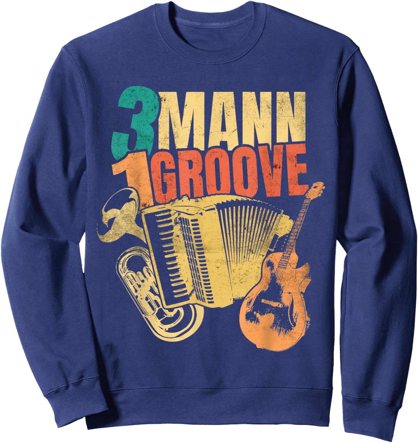 Oberkrainer Bellfront Baritone Accordion Guitar Retro Sweatshirt - Sweatshirt | Navy